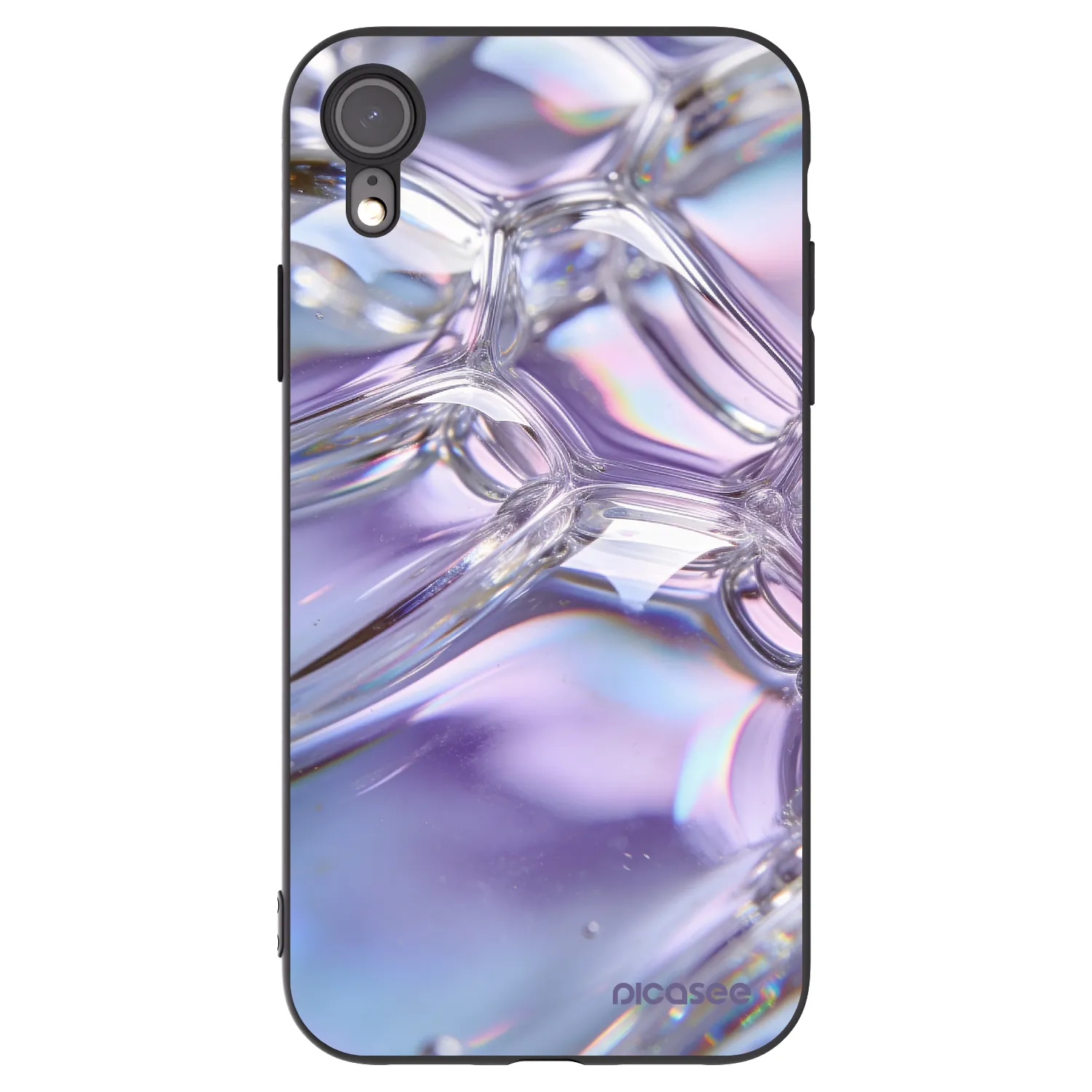 Picasee crna silikonska maskica za Apple iPhone XR - Iridescent bubbles