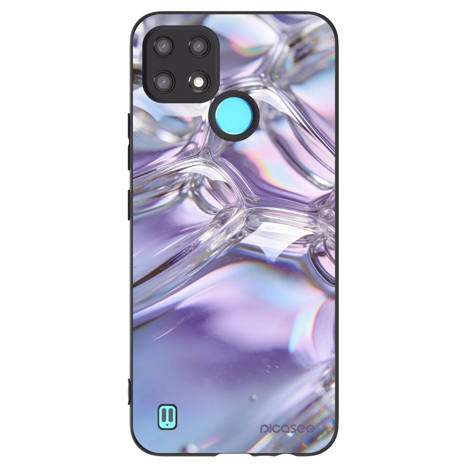 Picasee crna silikonska maskica za Realme C21 - Iridescent bubbles