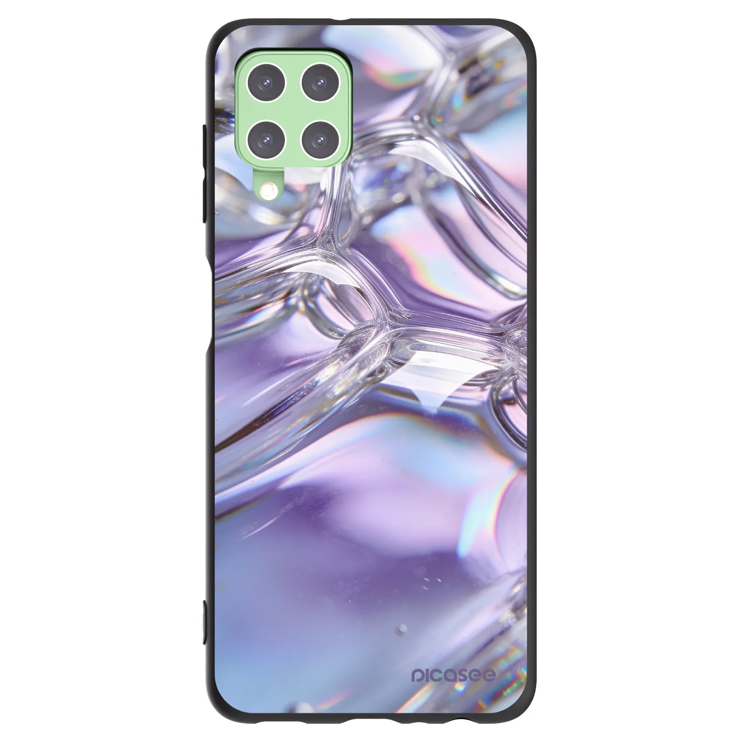Picasee crna silikonska maskica za Samsung Galaxy A22 A225F 4G - Iridescent bubbles