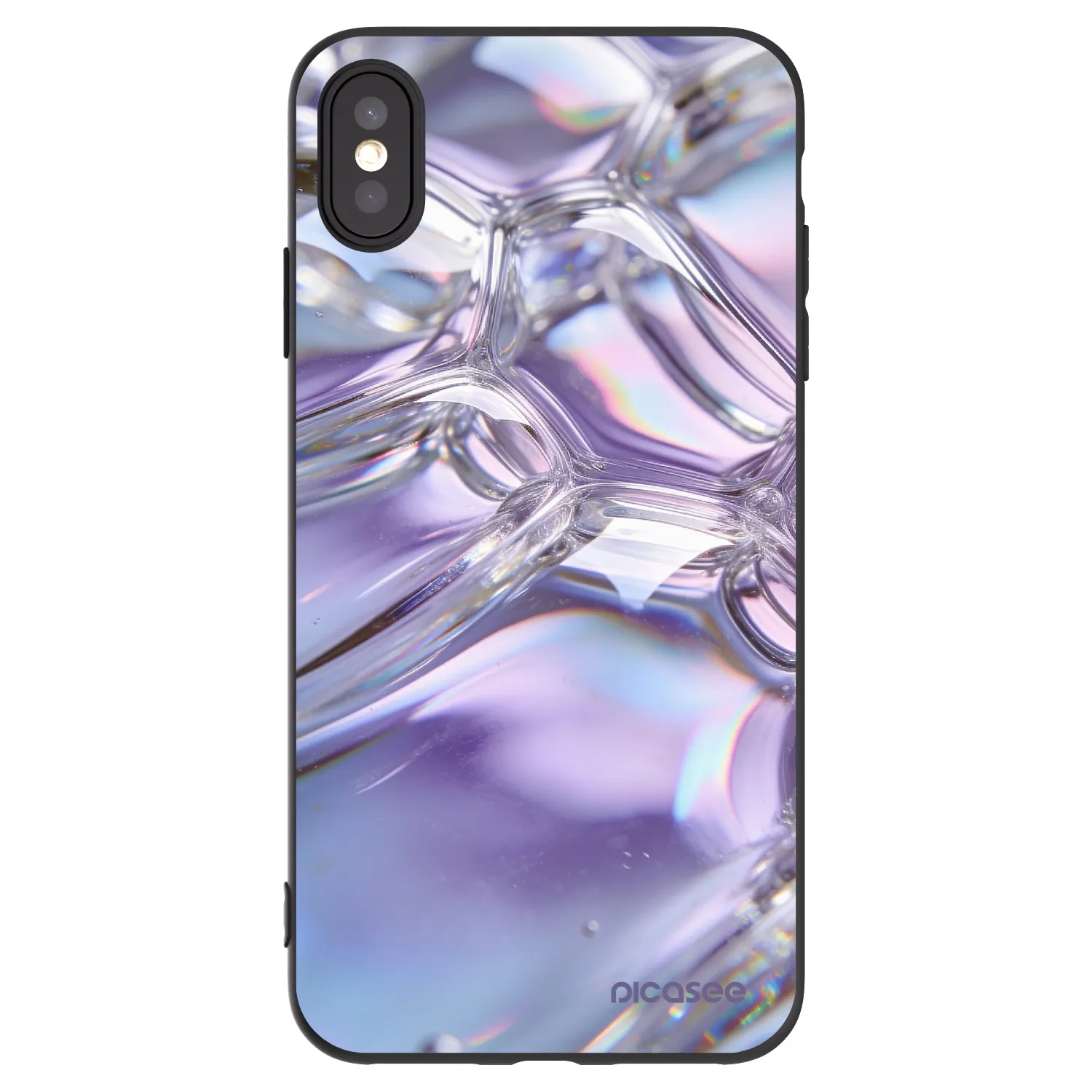 Picasee crna silikonska maskica za Apple iPhone XS Max - Iridescent bubbles