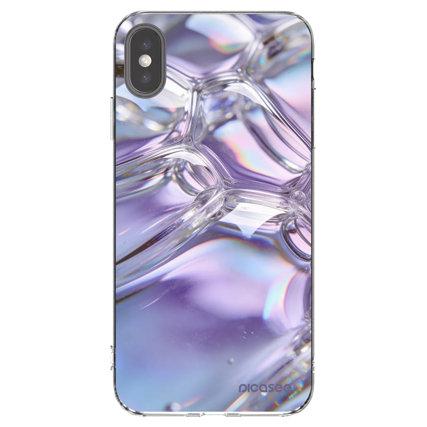 Picasee silikonska prozirna maskica za Apple iPhone XS Max - Iridescent bubbles