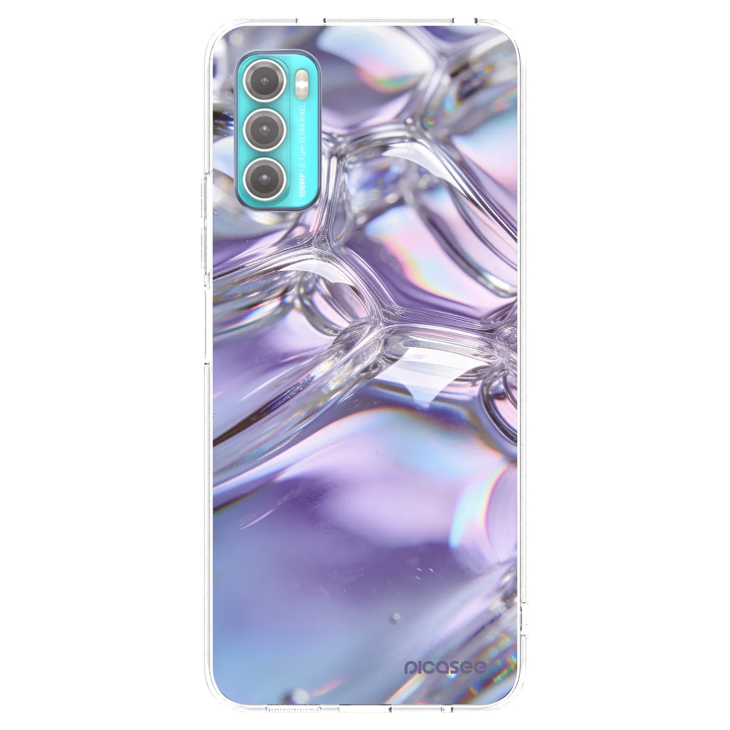 Picasee silikonska prozirna maskica za Motorola Moto G60 - Iridescent bubbles