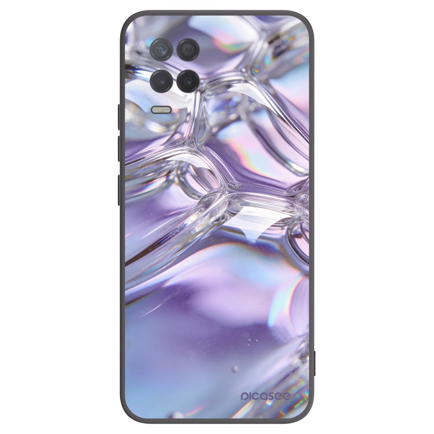 Picasee crna silikonska maskica za Realme 8 5G - Iridescent bubbles