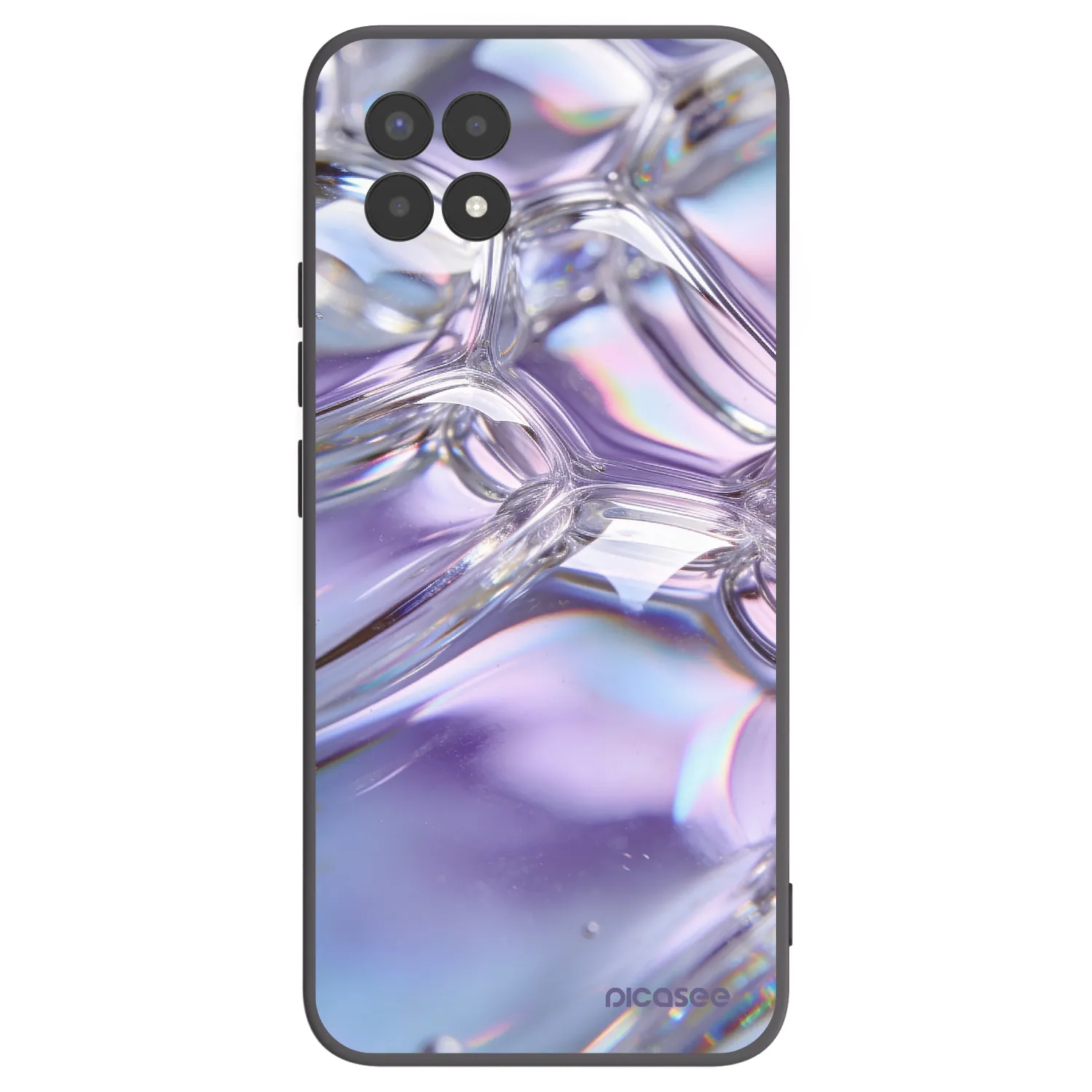 Picasee crna silikonska maskica za Realme 8i - Iridescent bubbles
