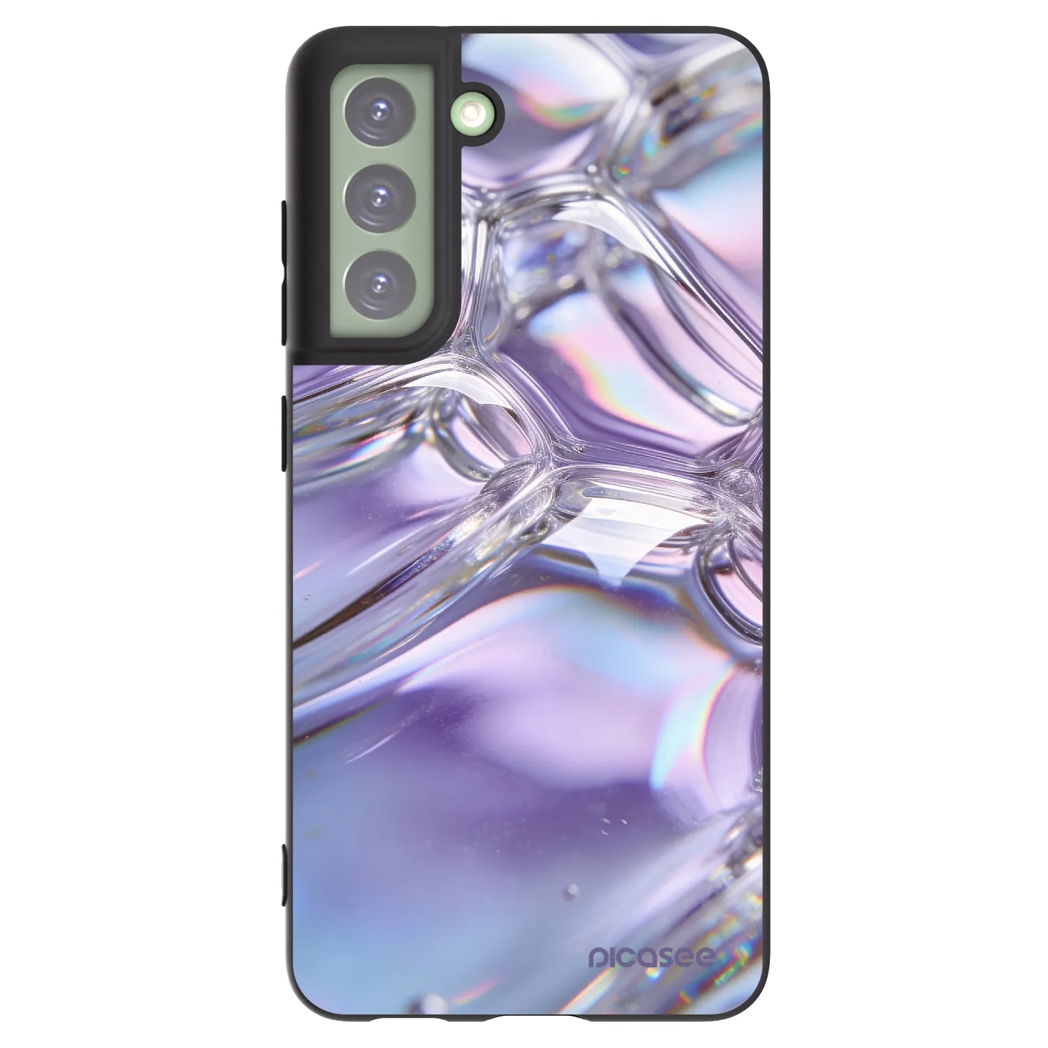 Picasee crna silikonska maskica za Samsung Galaxy S21 FE 5G - Iridescent bubbles
