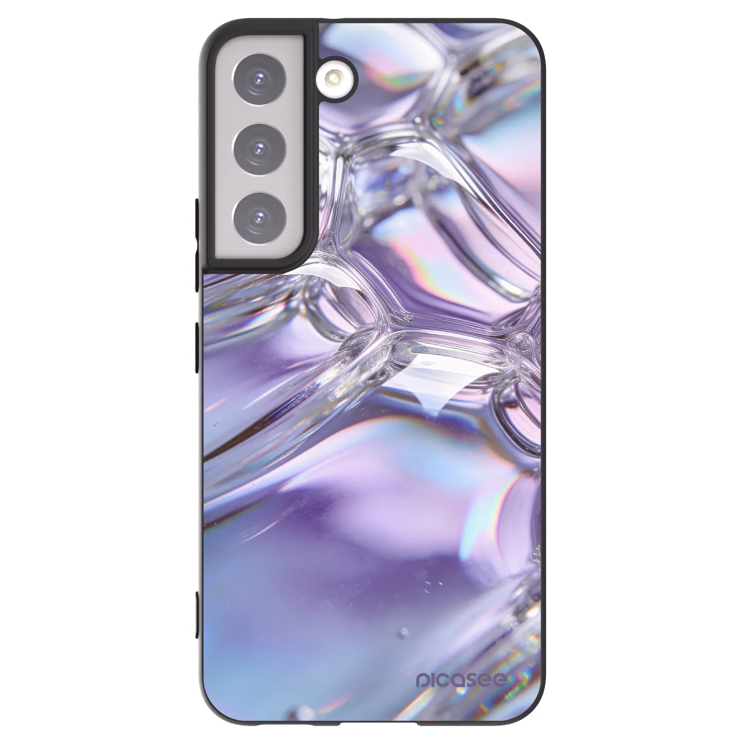 Picasee crna silikonska maskica za Samsung Galaxy S22 5G - Iridescent bubbles