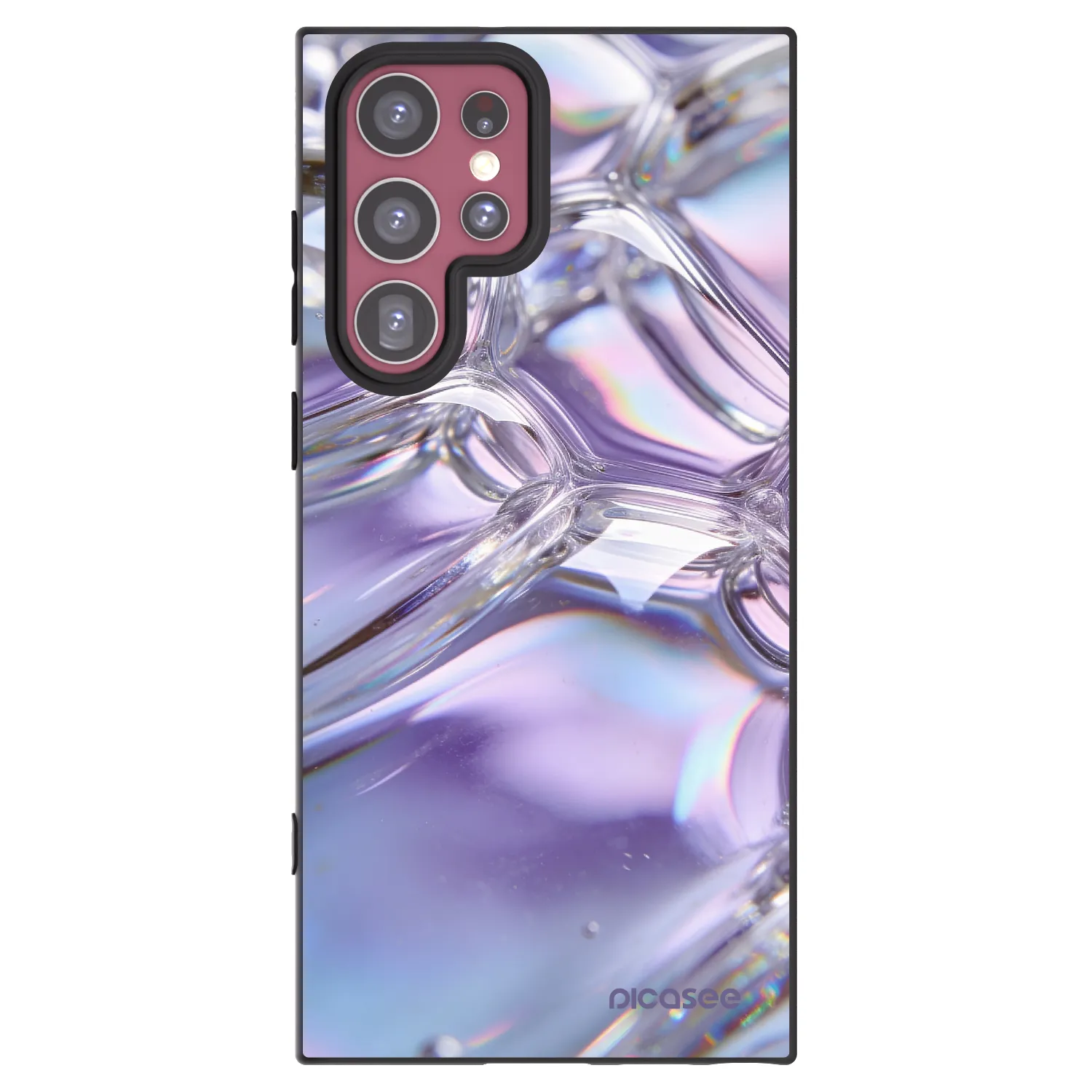 Picasee crna silikonska maskica za Samsung Galaxy S22 Ultra 5G - Iridescent bubbles