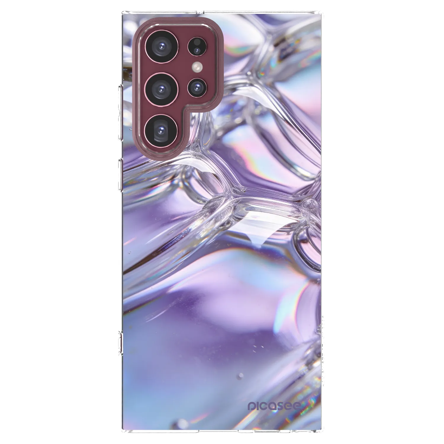 Picasee silikonska prozirna maskica za Samsung Galaxy S22 Ultra 5G - Iridescent bubbles