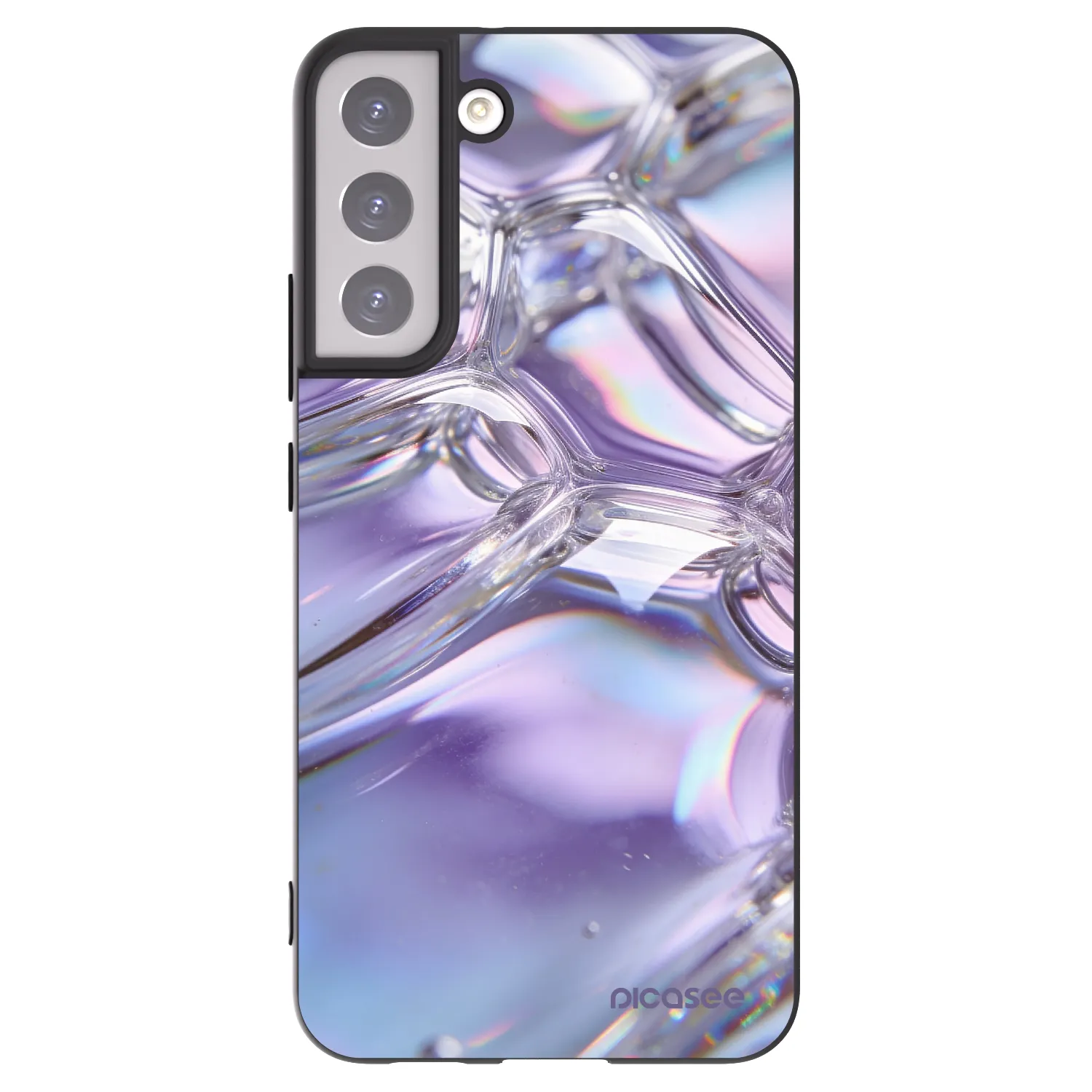 Picasee crna silikonska maskica za Samsung Galaxy S22+ 5G - Iridescent bubbles