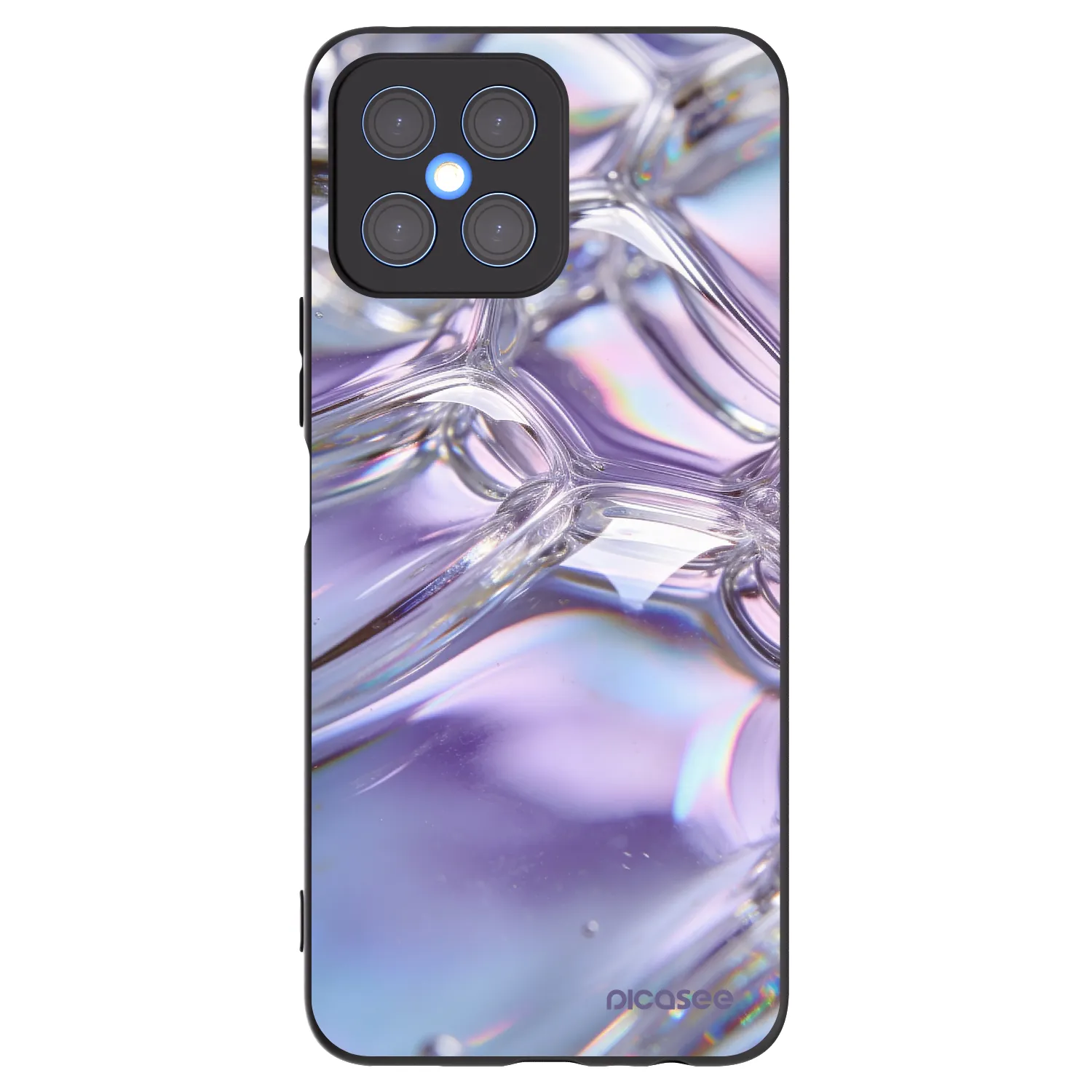 Picasee crna silikonska maskica za Honor X8 4G - Iridescent bubbles
