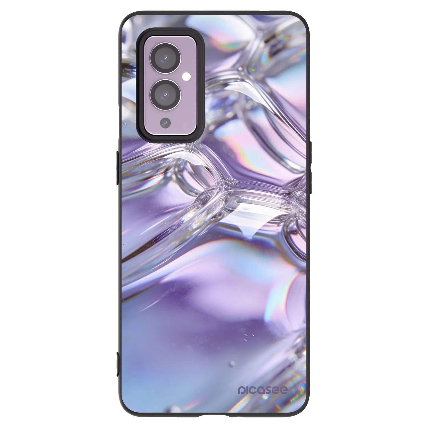 Picasee crna silikonska maskica za OnePlus 9 - Iridescent bubbles