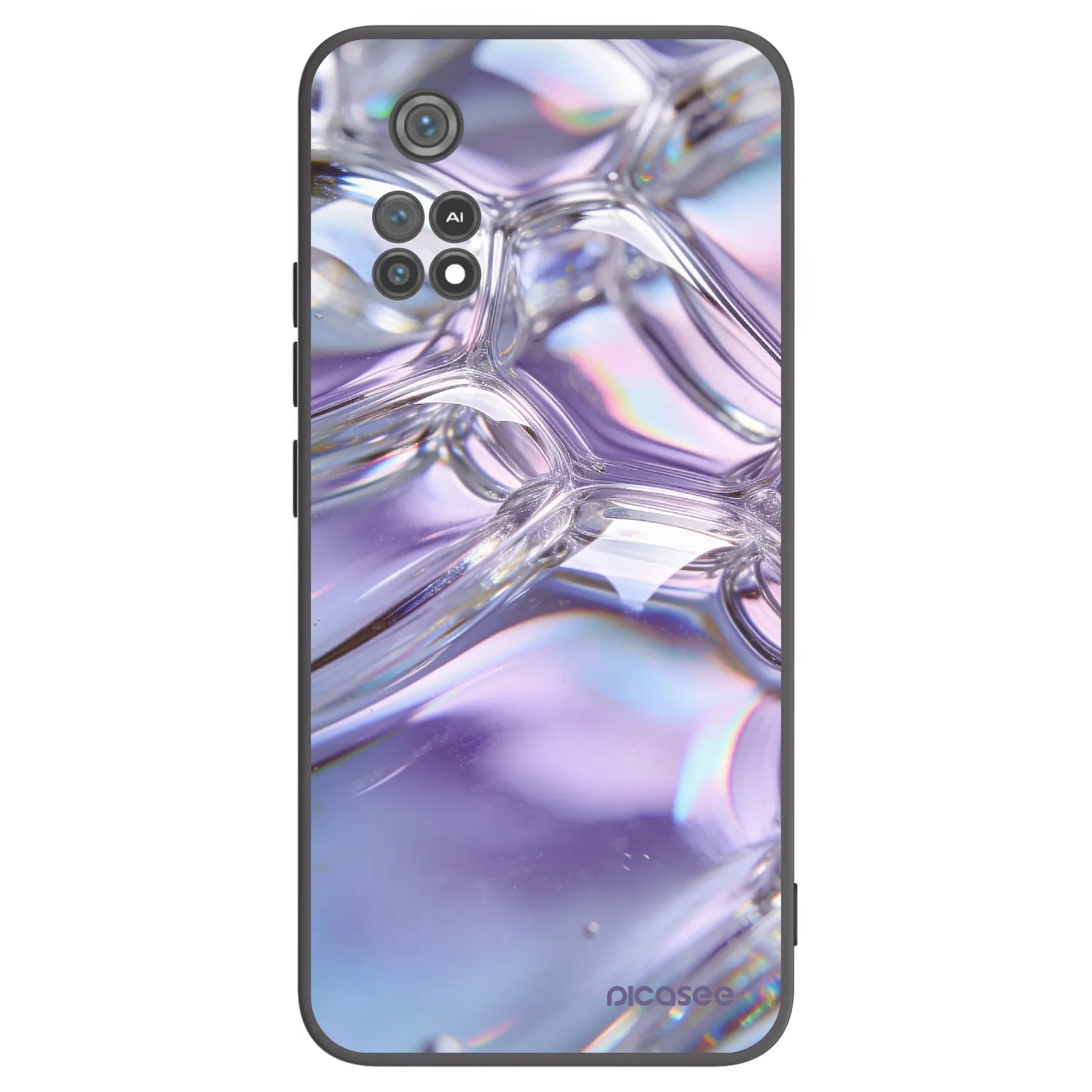 Picasee crna silikonska maskica za Xiaomi Poco M4 Pro - Iridescent bubbles