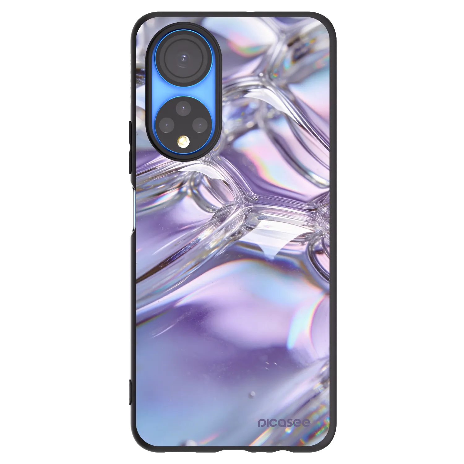 Picasee crna silikonska maskica za Honor X7 - Iridescent bubbles