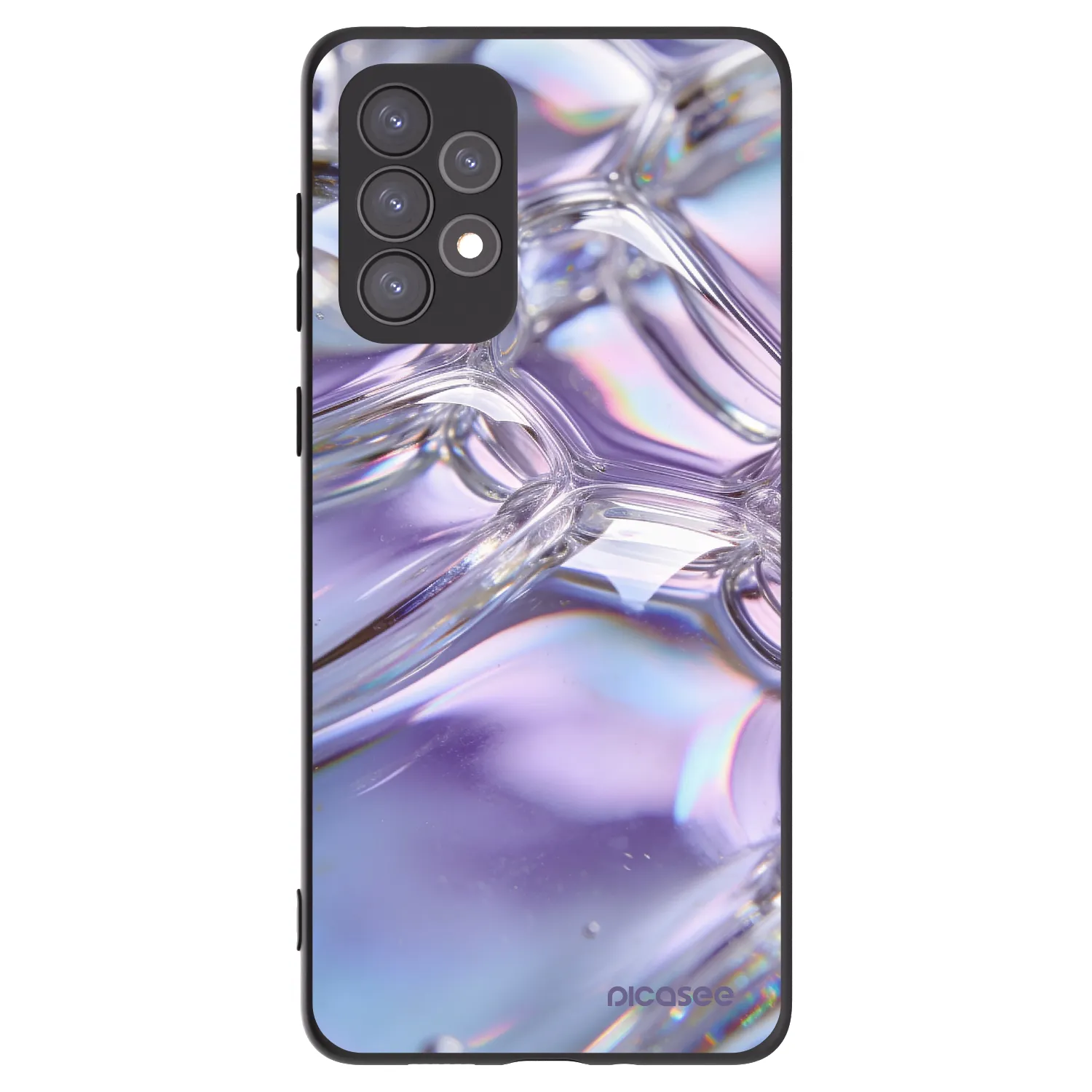 Picasee crna silikonska maskica za Samsung Galaxy A73 5G - Iridescent bubbles