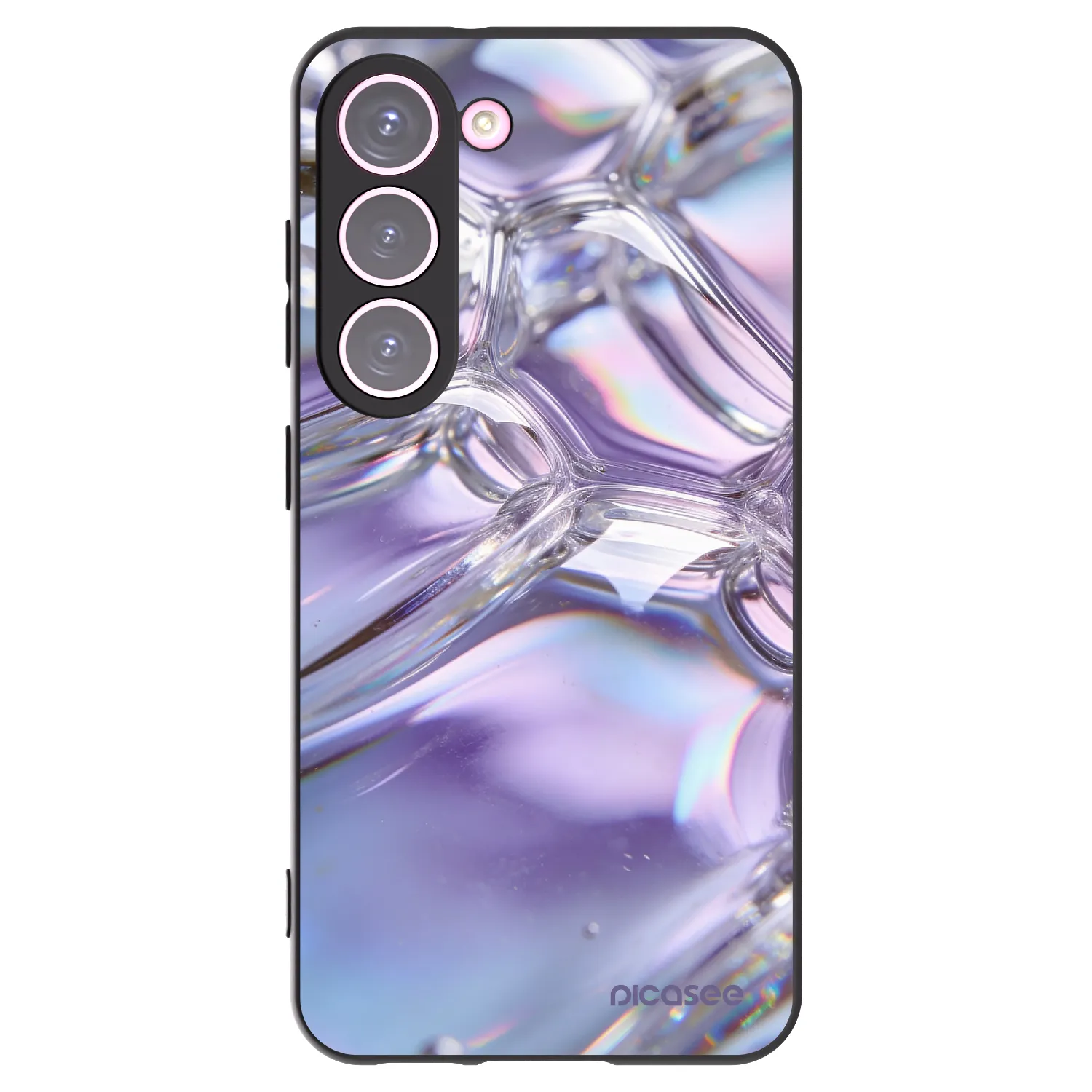 Picasee crna silikonska maskica za Samsung Galaxy S23 5G - Iridescent bubbles