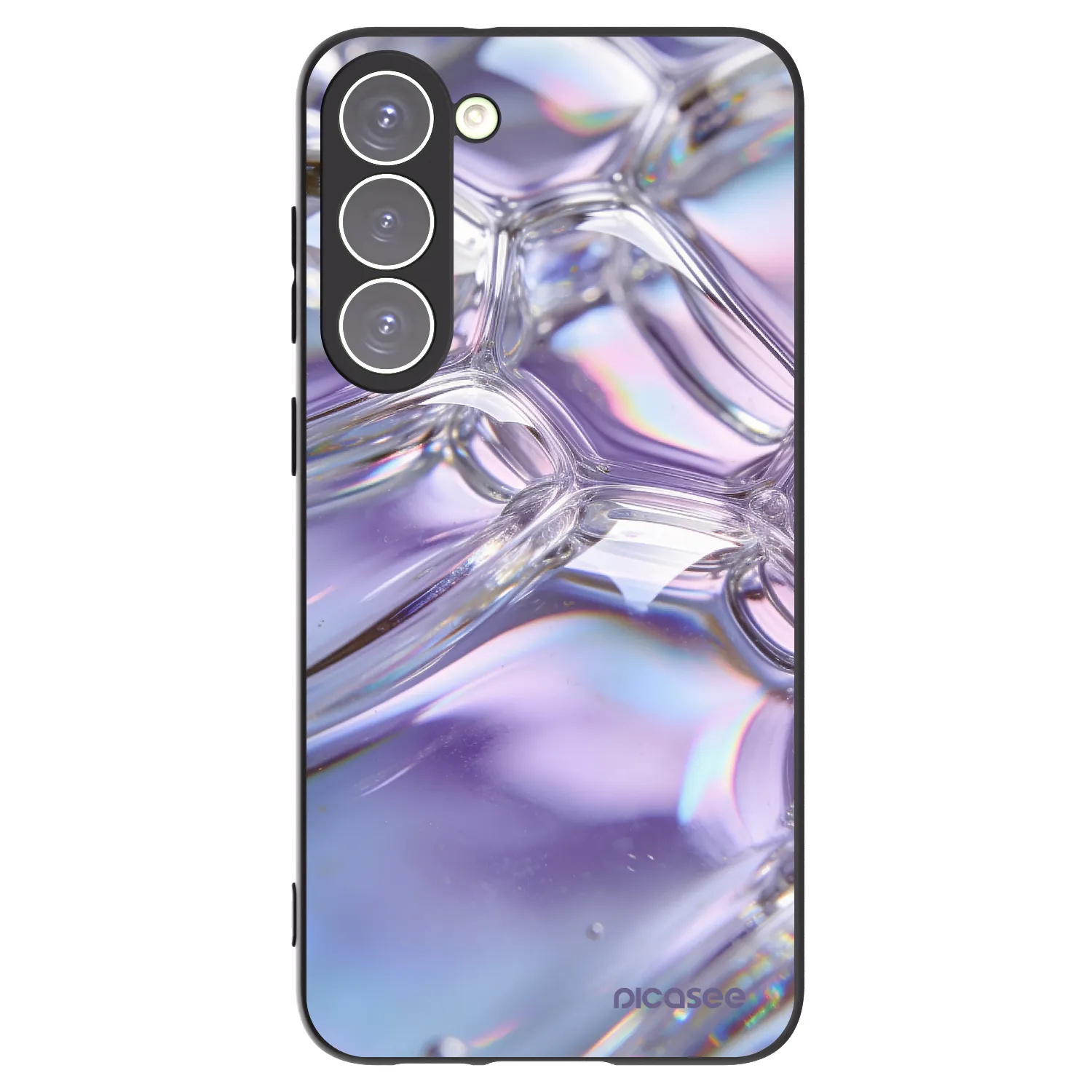 Picasee crna silikonska maskica za Samsung Galaxy S23+ 5G - Iridescent bubbles