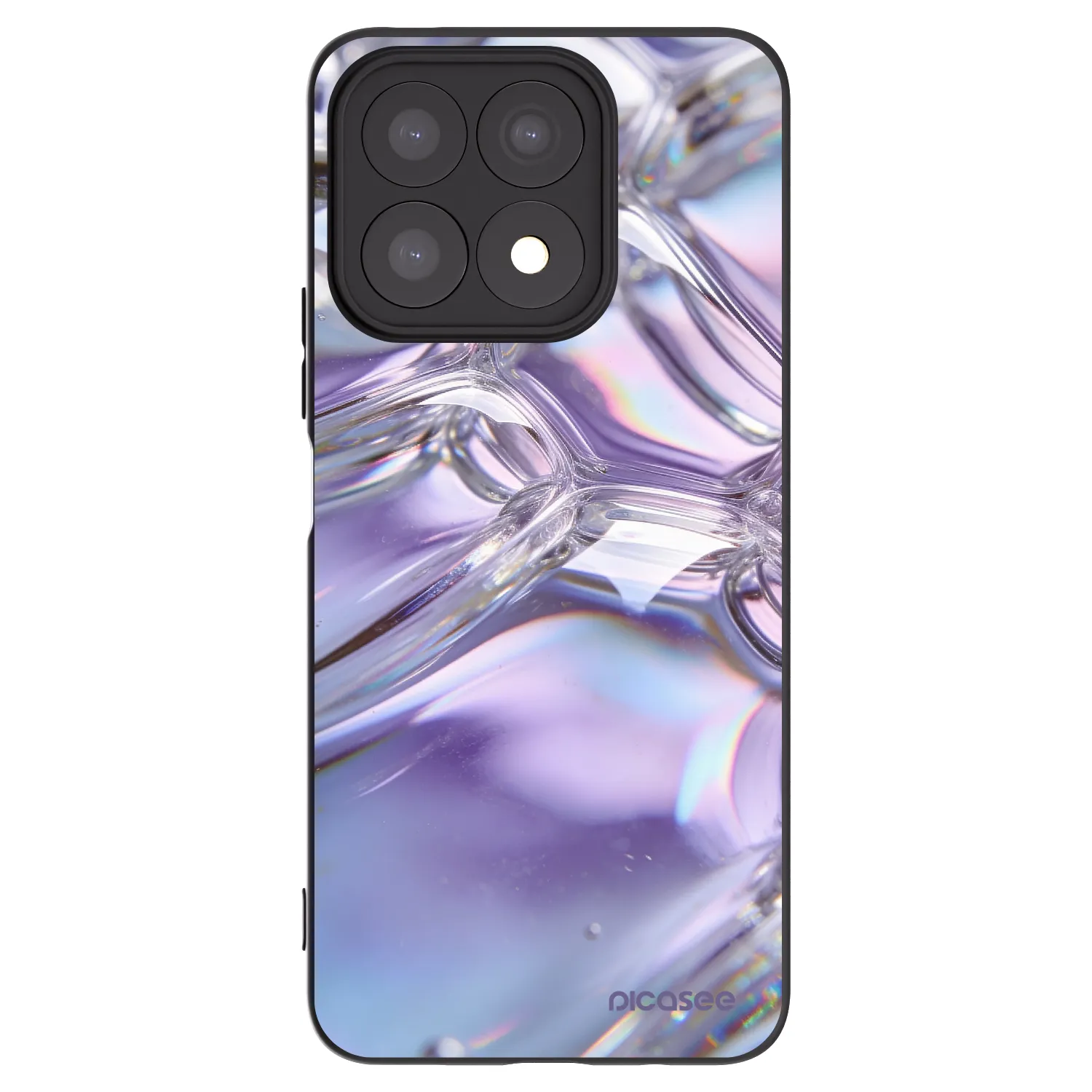 Picasee crna silikonska maskica za Honor X8a - Iridescent bubbles