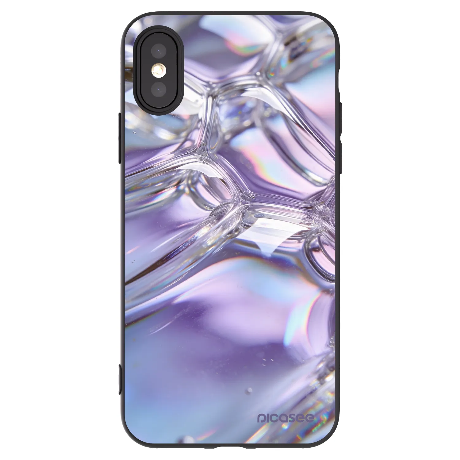 Picasee crna silikonska maskica za Apple iPhone X/XS - Iridescent bubbles