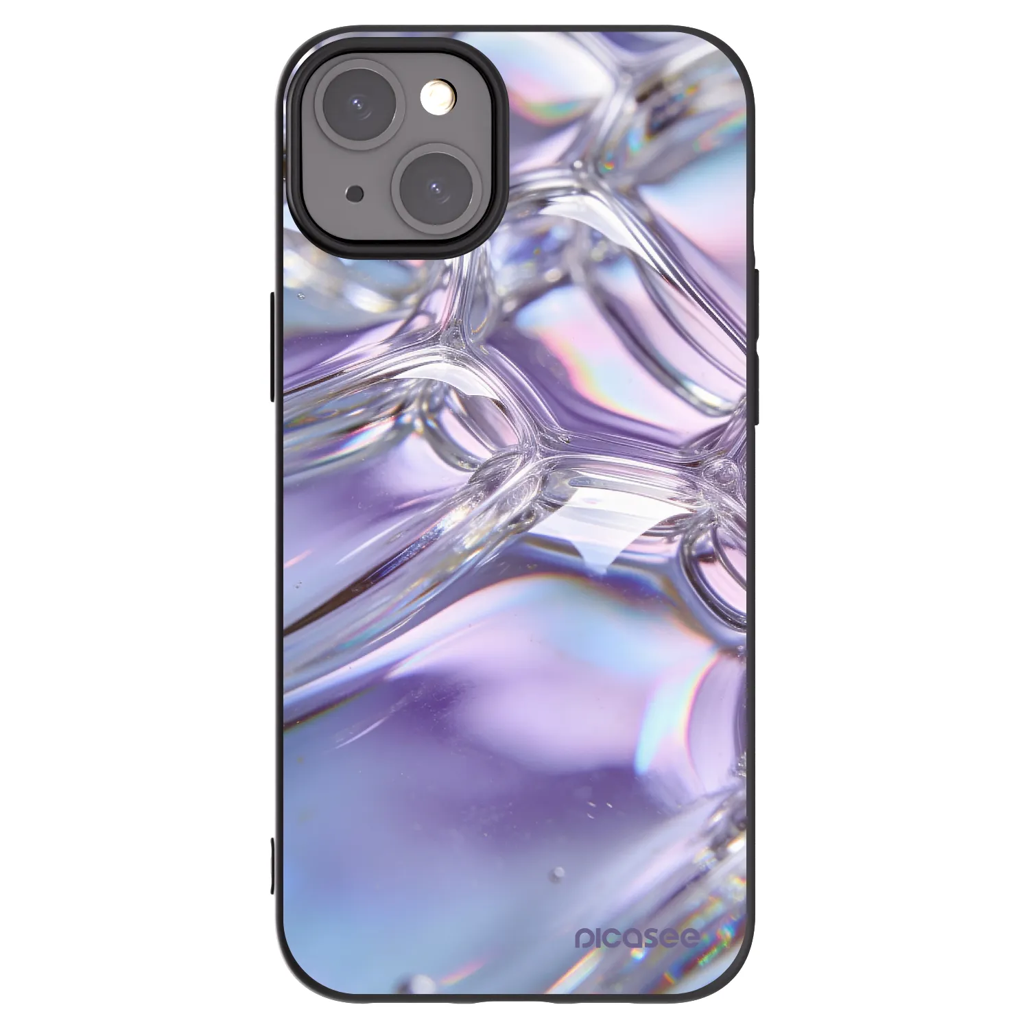 Picasee crna silikonska maskica za Apple iPhone 15 Plus - Iridescent bubbles