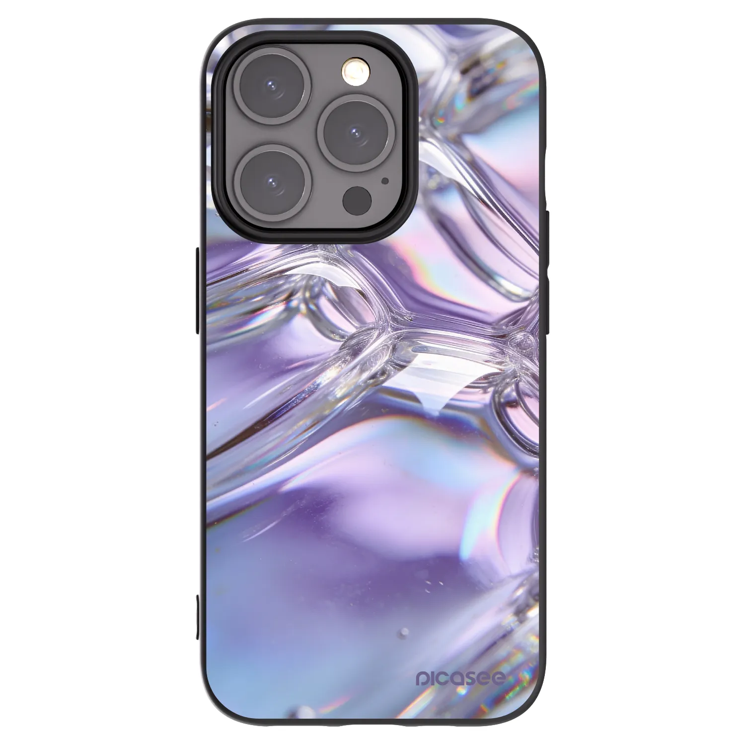 Picasee crna silikonska maskica za Apple iPhone 15 Pro - Iridescent bubbles