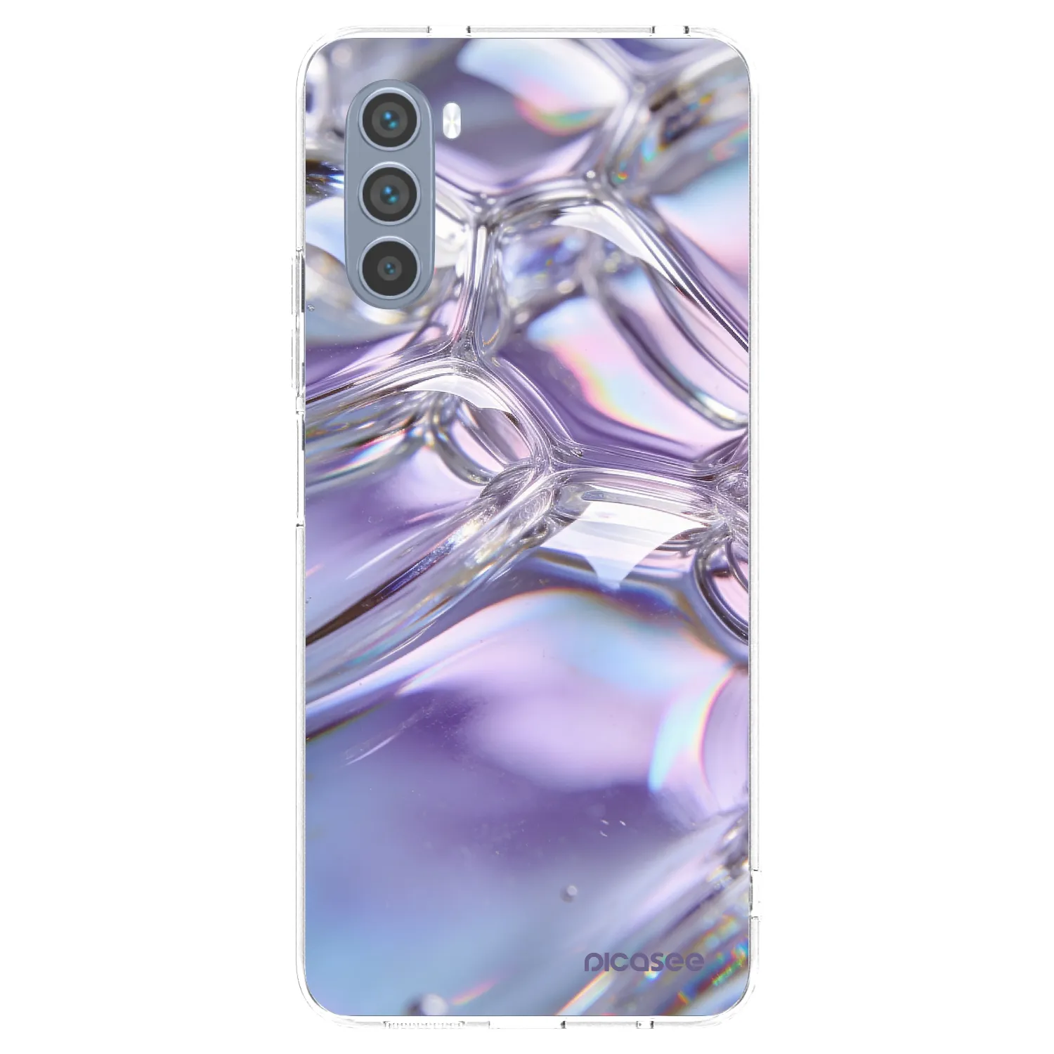 Picasee silikonska prozirna maskica za Motorola Moto G62 - Iridescent bubbles