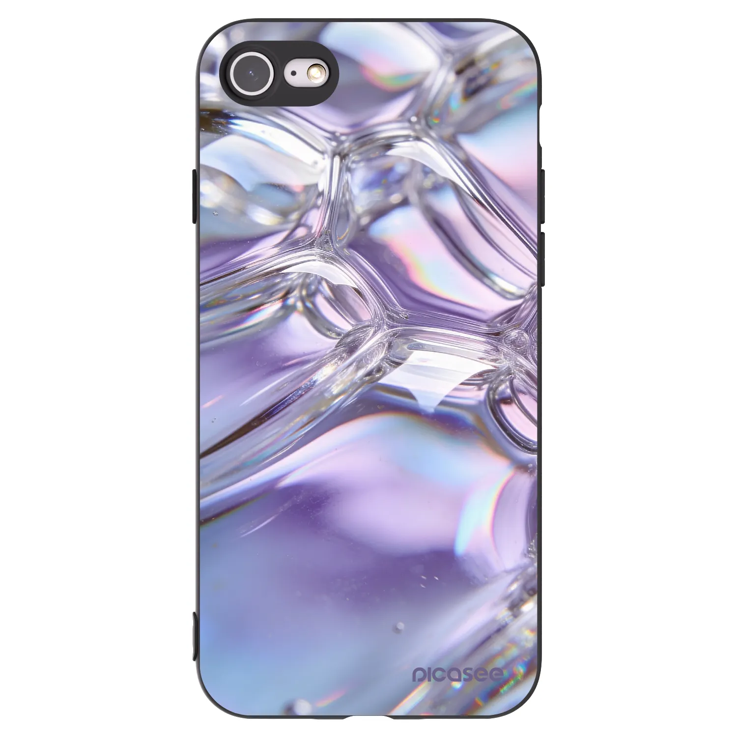 Picasee crna silikonska maskica za Apple iPhone 7 - Iridescent bubbles