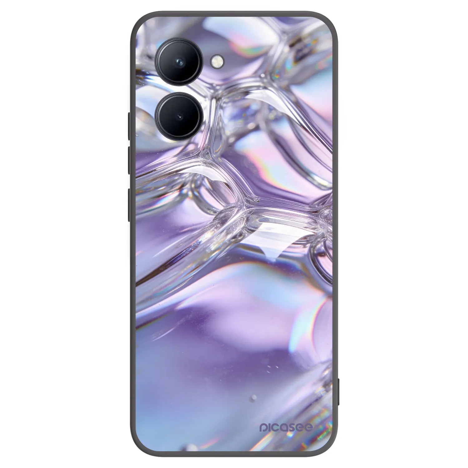 Picasee crna silikonska maskica za Realme C33 (2023) - Iridescent bubbles