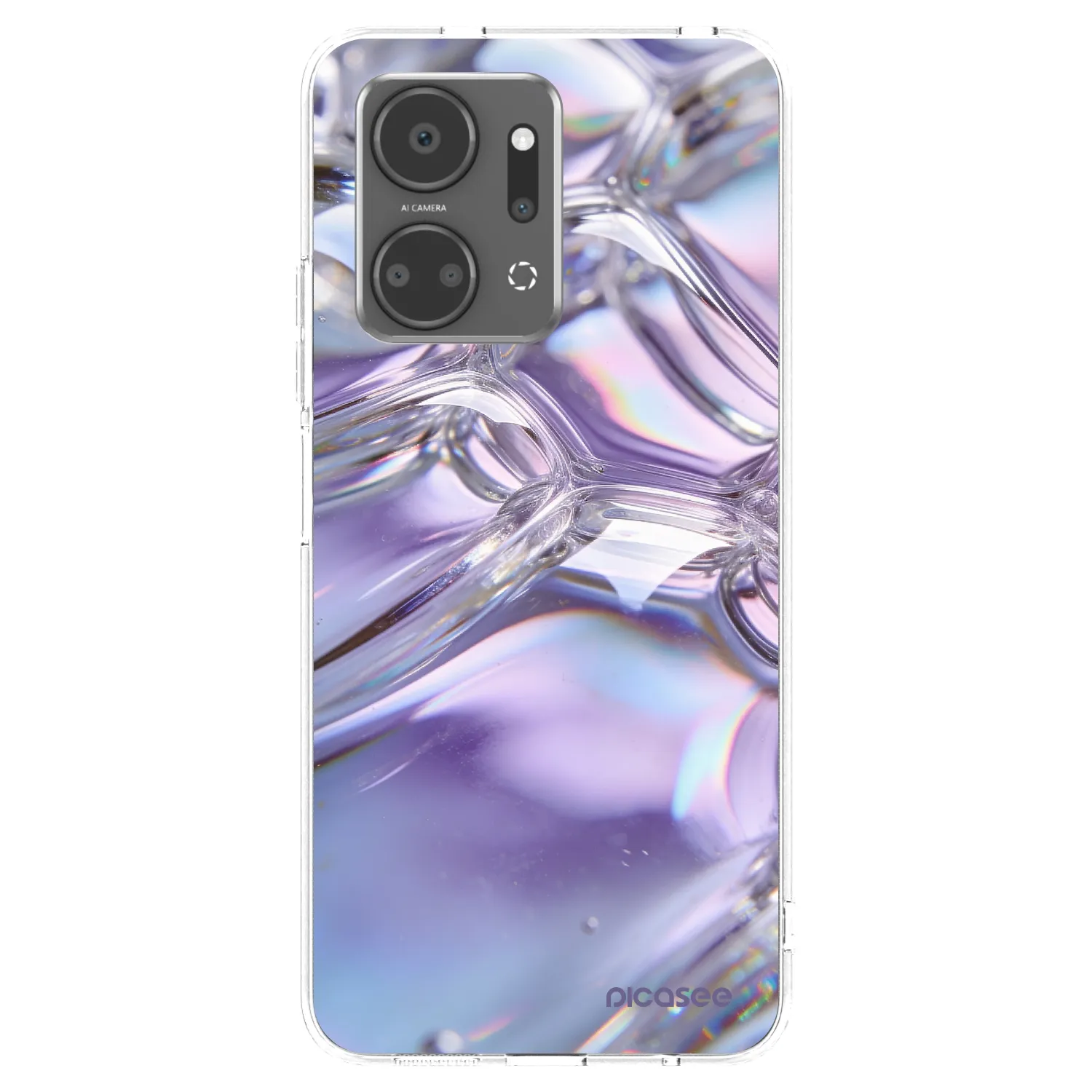 Picasee silikonska prozirna maskica za Honor X7a - Iridescent bubbles