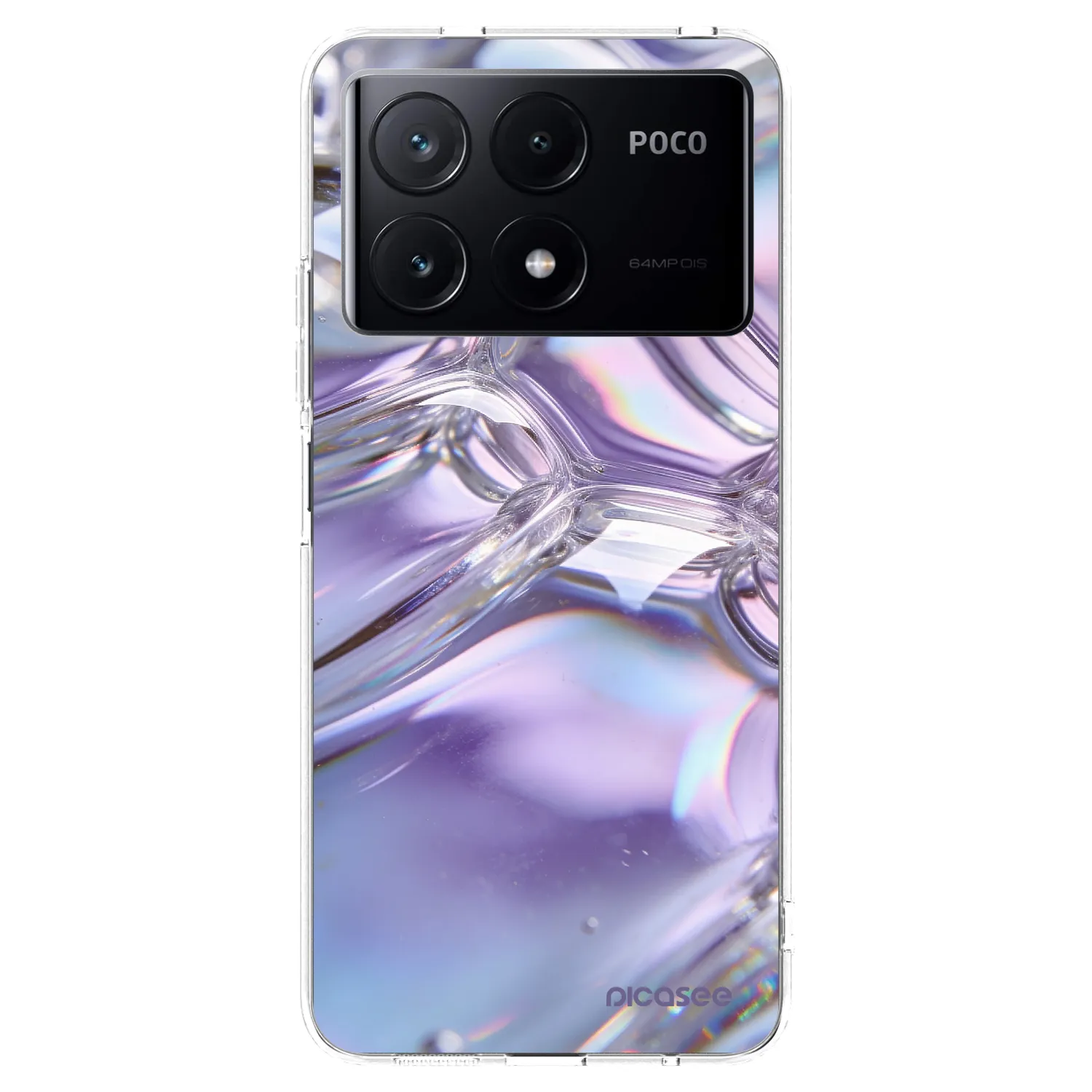 Picasee silikonska prozirna maskica za Xiaomi Poco X6 Pro - Iridescent bubbles