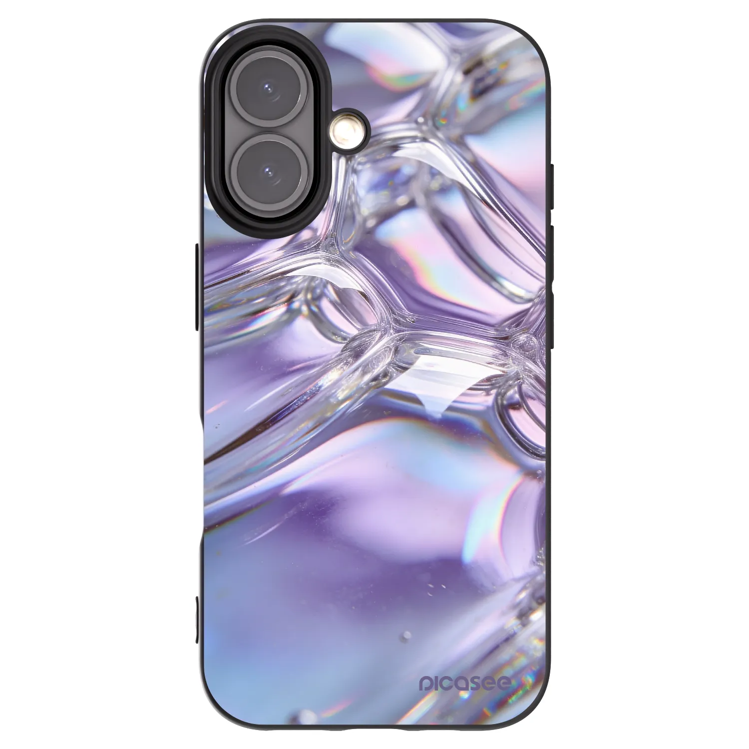 Picasee crna silikonska maskica za Apple iPhone 16 - Iridescent bubbles