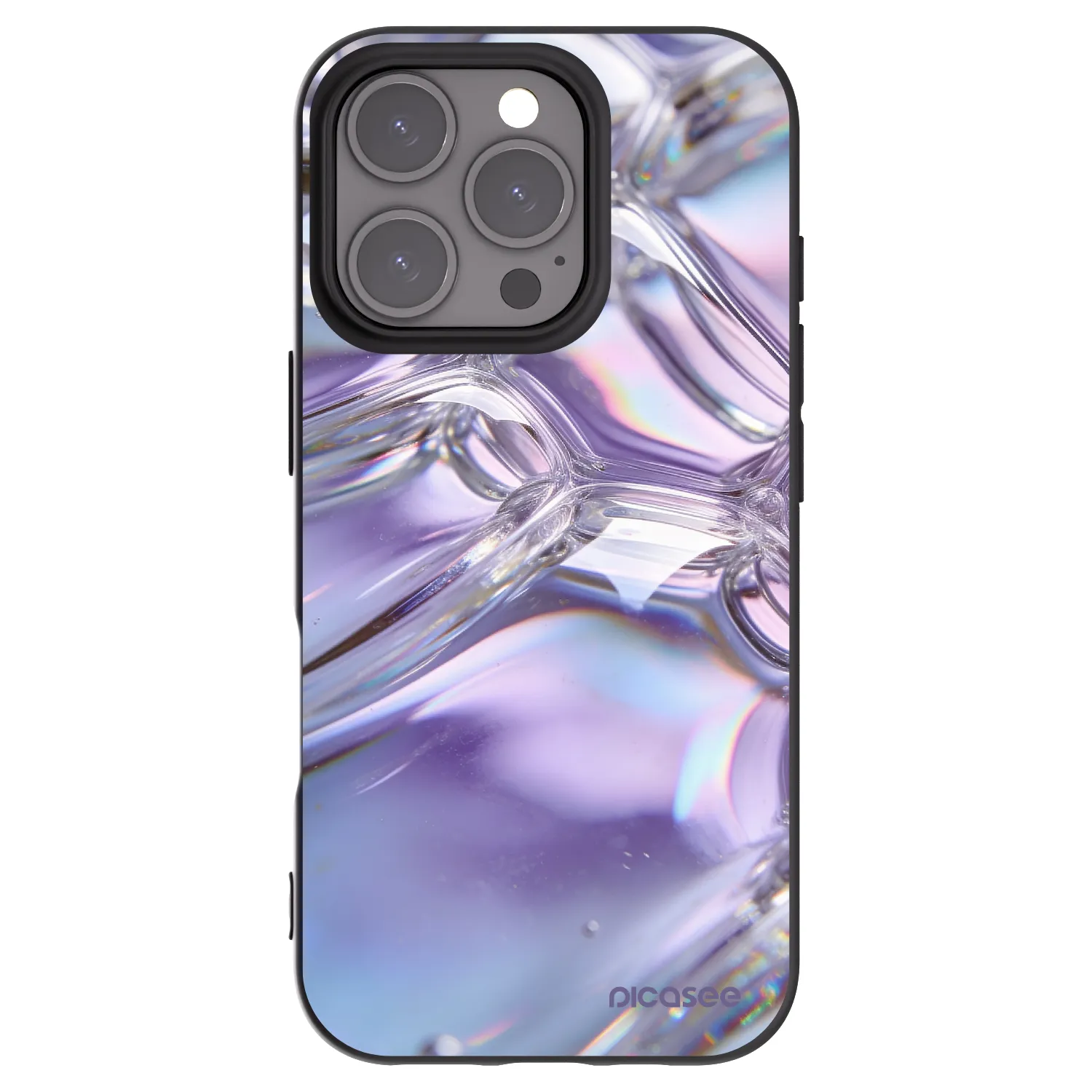 Picasee crna silikonska maskica za Apple iPhone 16 Pro - Iridescent bubbles