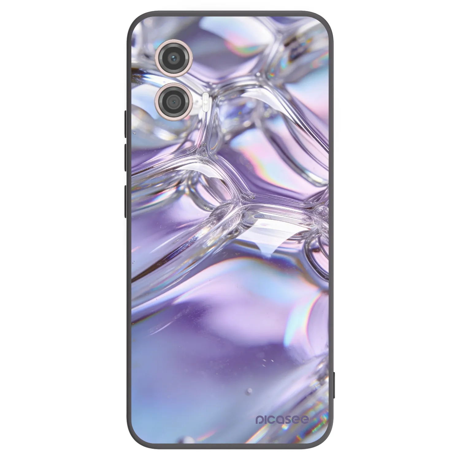 Picasee crna silikonska maskica za Motorola Moto G53 5G - Iridescent bubbles
