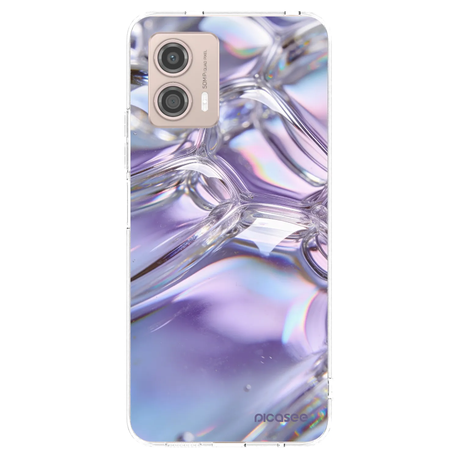 Picasee silikonska prozirna maskica za Motorola Moto G53 5G - Iridescent bubbles