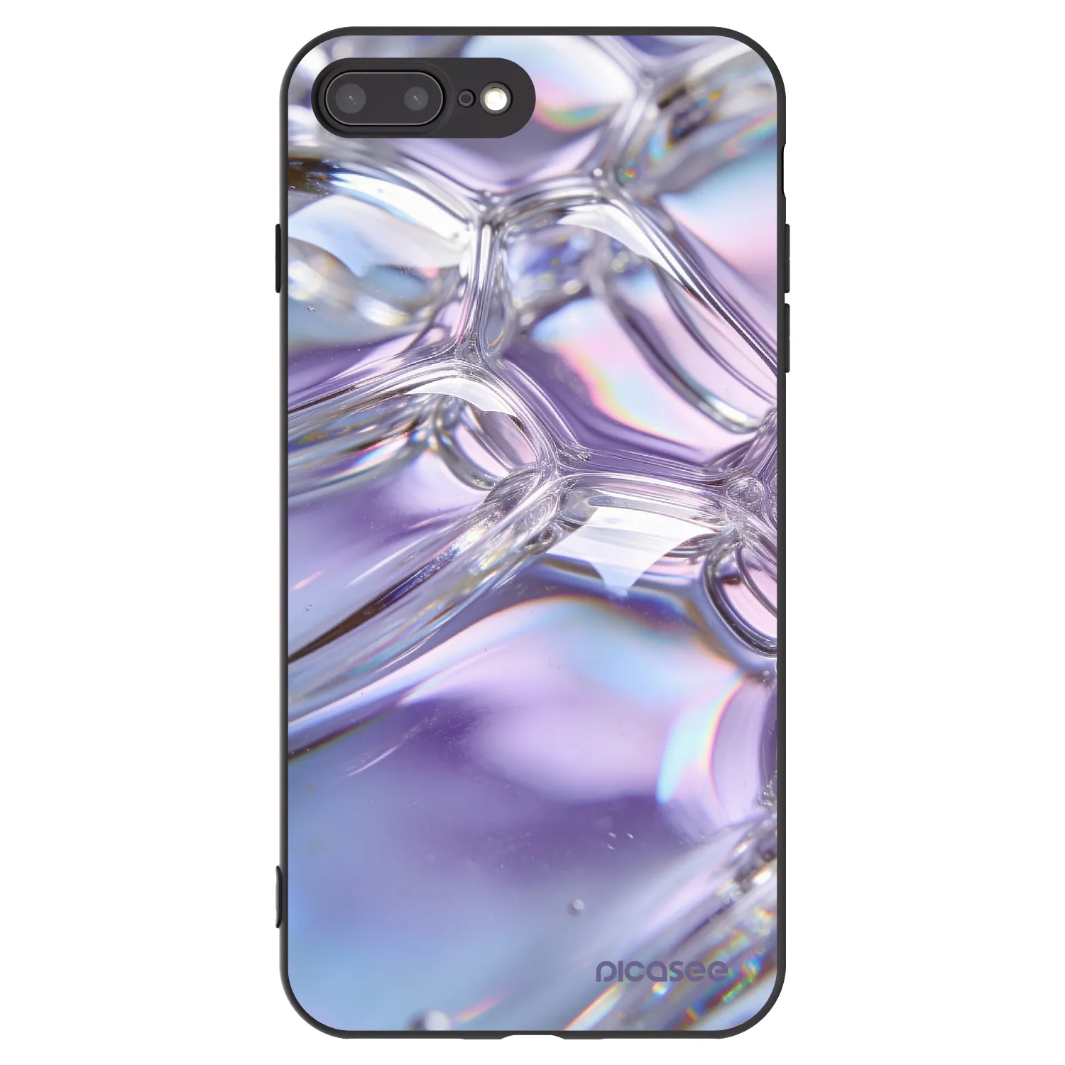 Picasee crna silikonska maskica za Apple iPhone 8 Plus - Iridescent bubbles