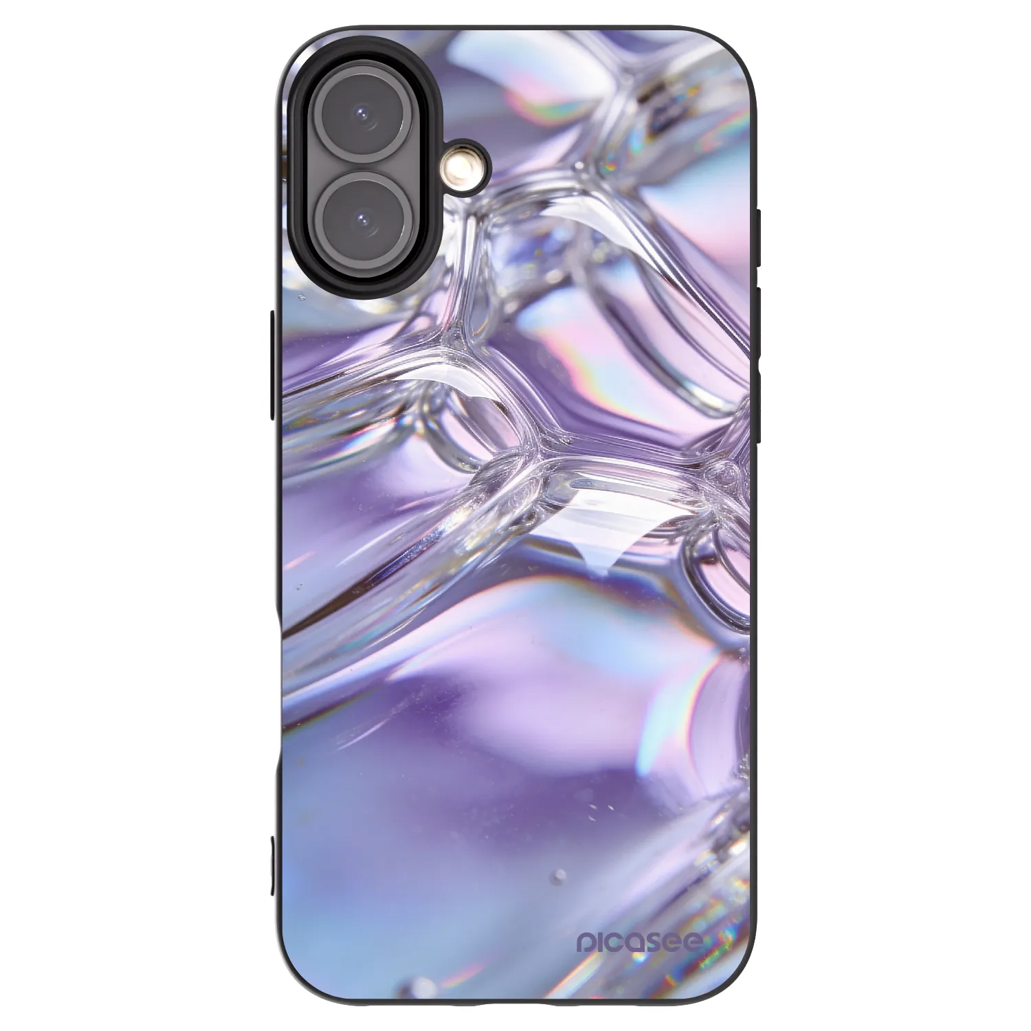 Picasee crna silikonska maskica za Apple iPhone 16 Plus - Iridescent bubbles