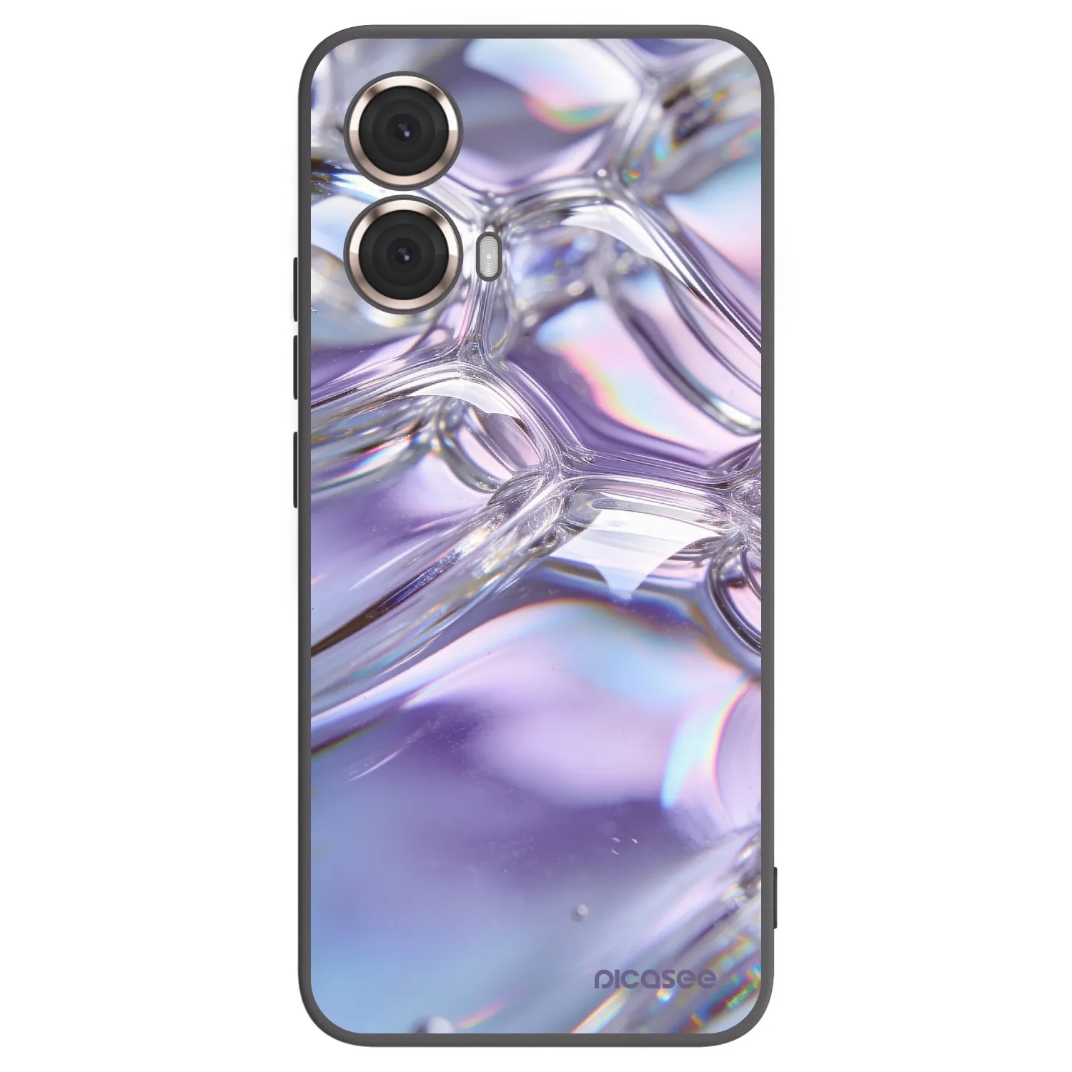 Picasee crna silikonska maskica za Motorola Moto G85 - Iridescent bubbles