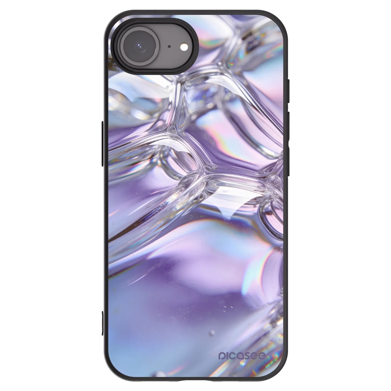 Picasee crna silikonska maskica za Apple iPhone 16e - Iridescent bubbles