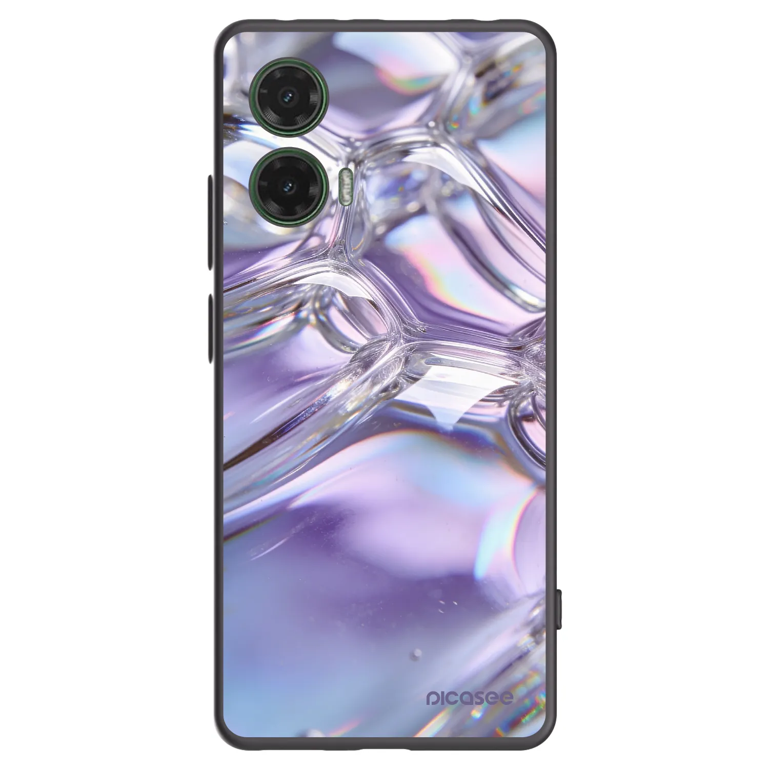 Picasee crna silikonska maskica za Motorola Moto G35 5G - Iridescent bubbles