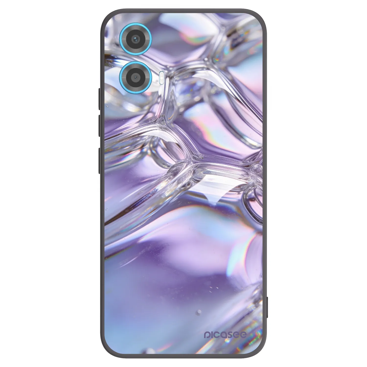 Picasee crna silikonska maskica za Motorola Moto G34 5G - Iridescent bubbles