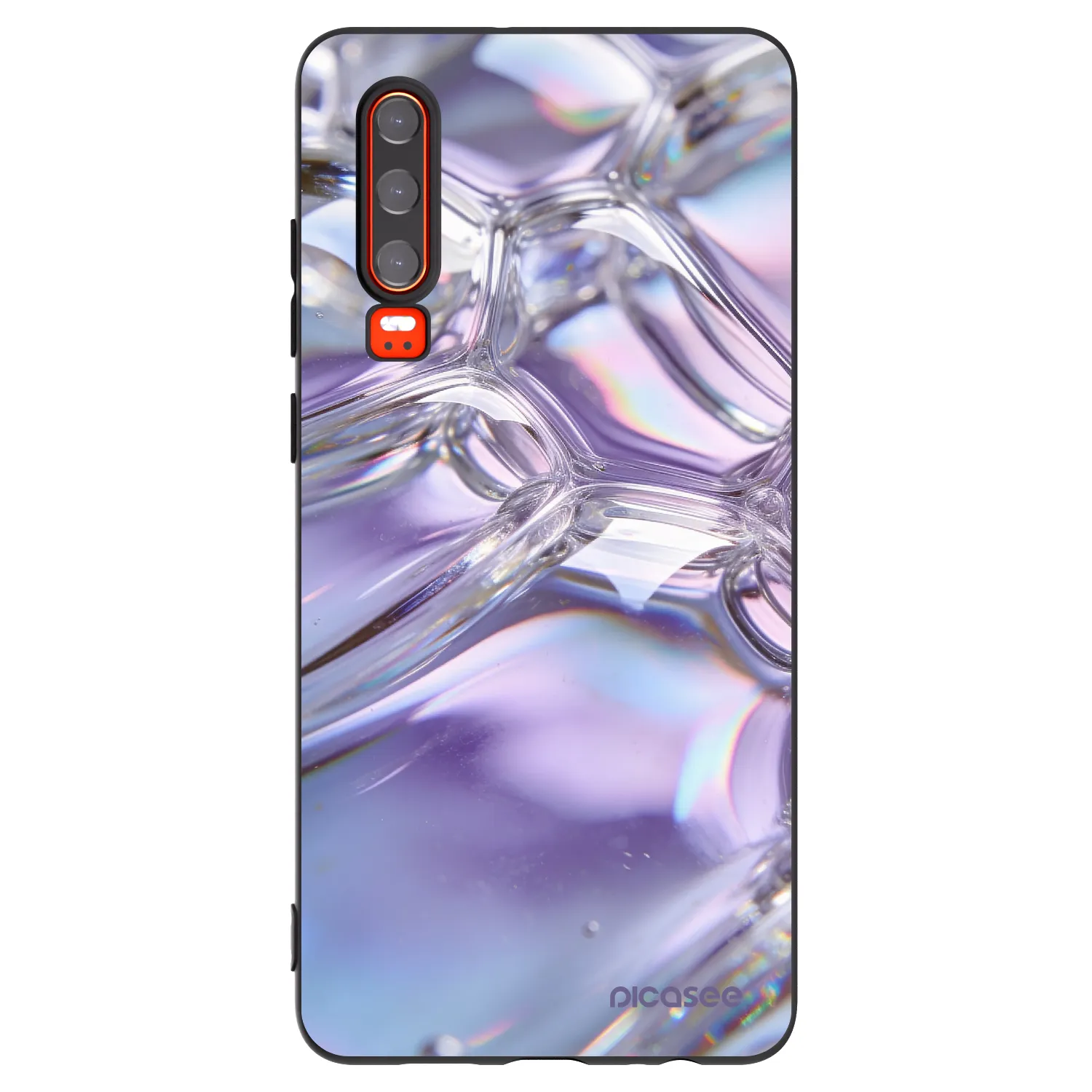 Picasee crna silikonska maskica za Huawei P30 - Iridescent bubbles