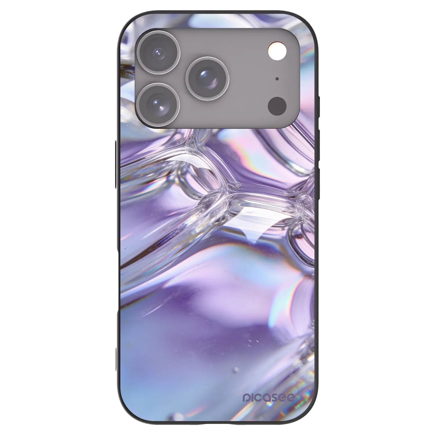 Picasee crna silikonska maskica za Apple iPhone 17 Pro - Iridescent bubbles
