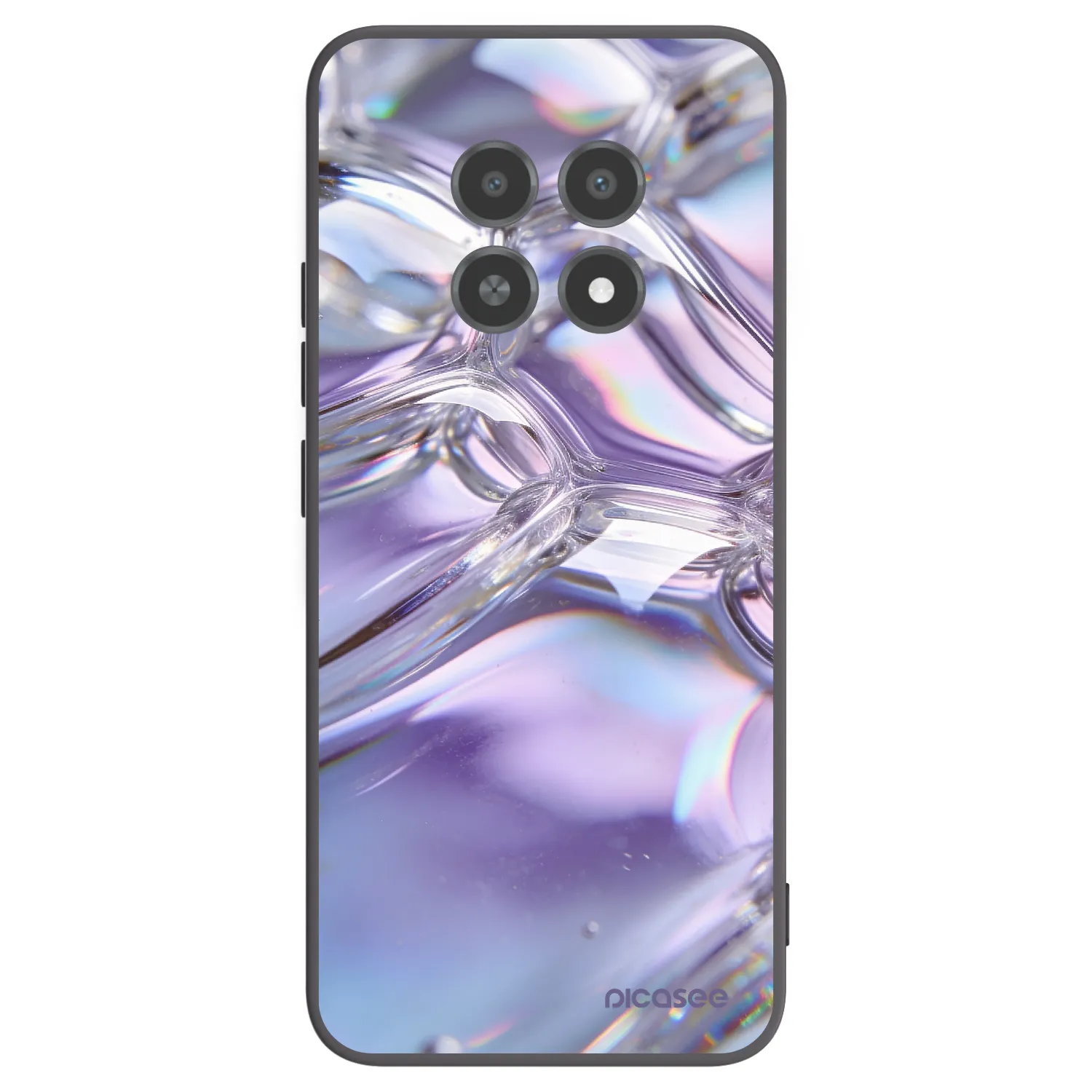 Picasee crna silikonska maskica za Realme 12X - Iridescent bubbles