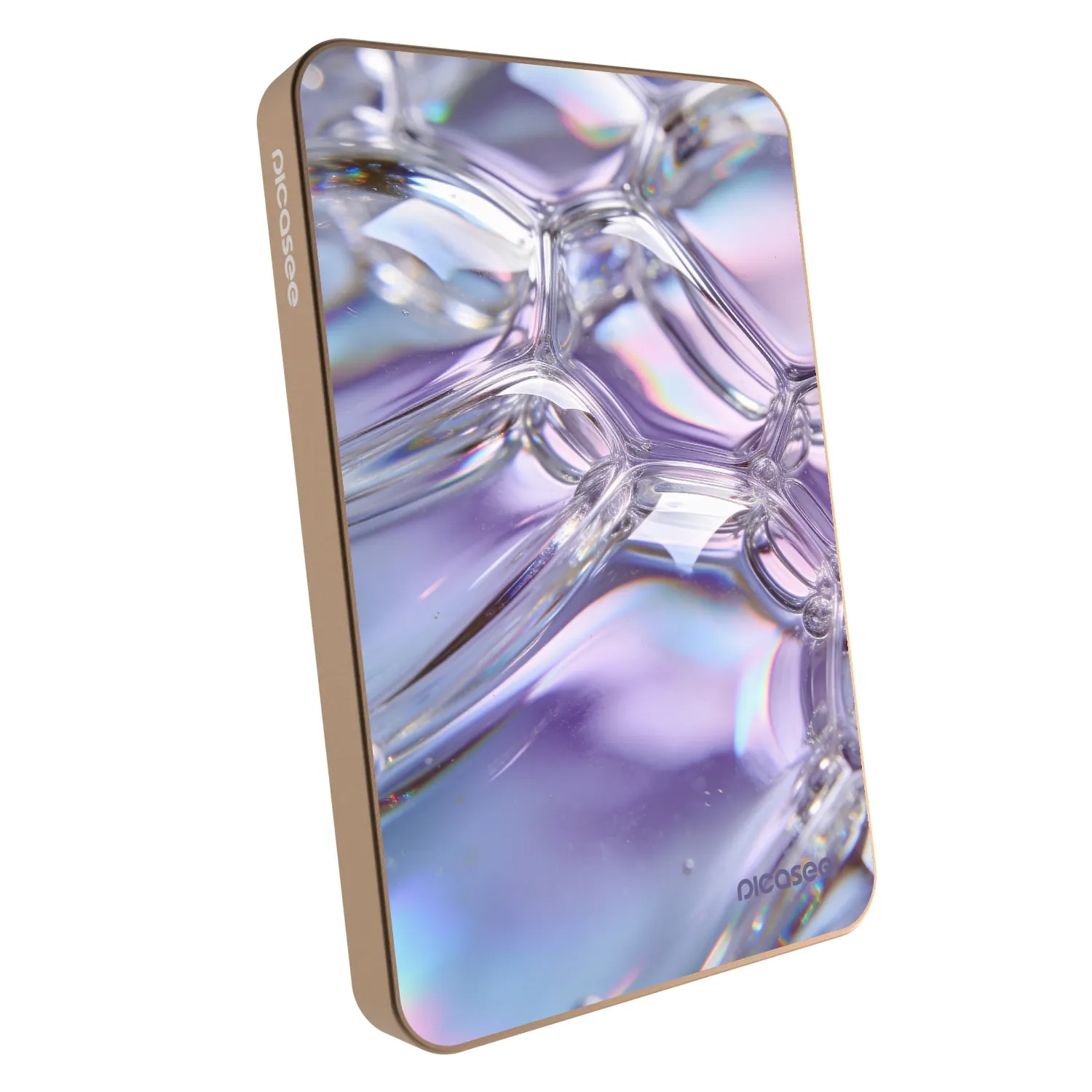 Picasee Prijenosni punjač s MagSafe 5 000 mAh Zlatni - Iridescent bubbles