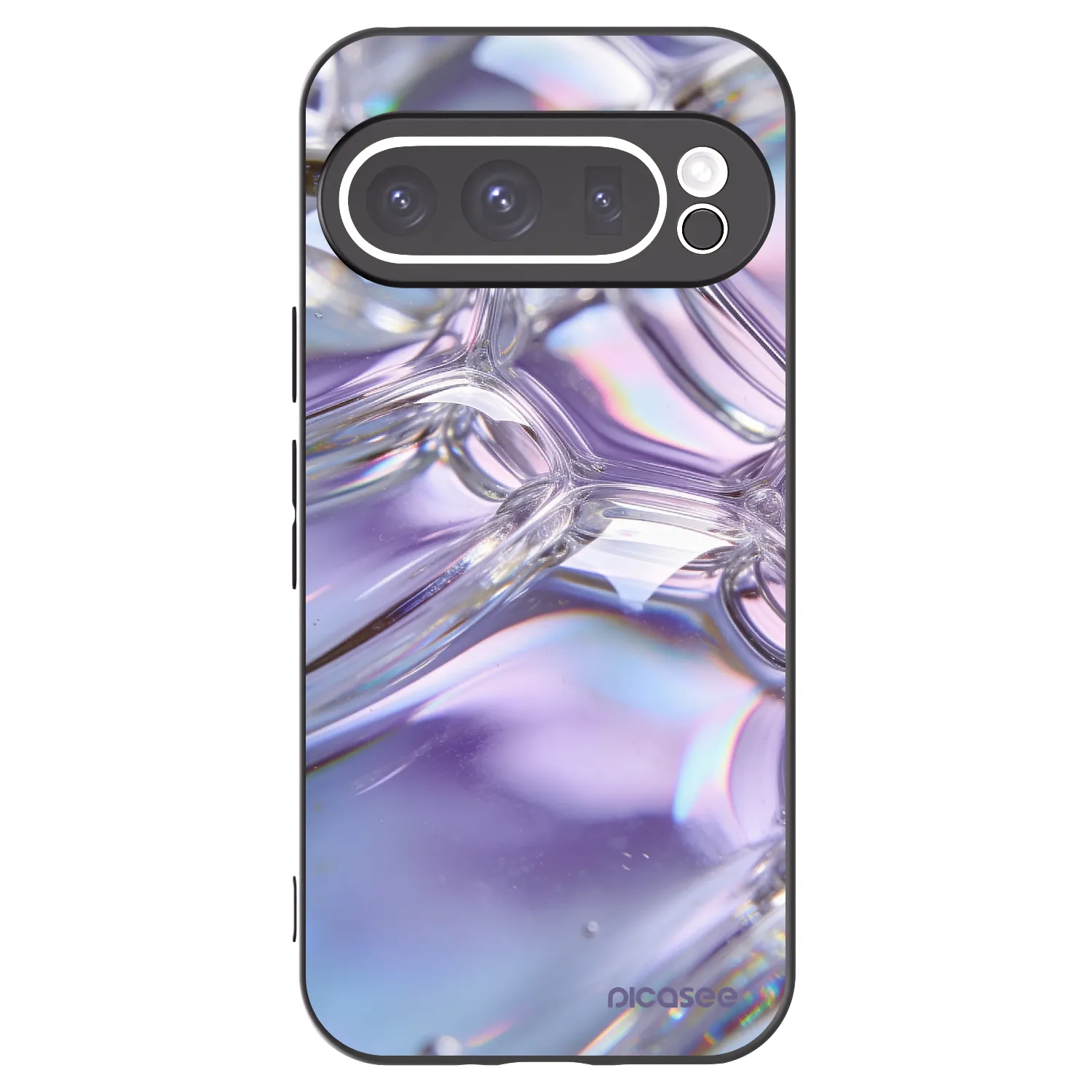 Picasee crna silikonska maskica za Google Pixel 9 Pro XL - Iridescent bubbles