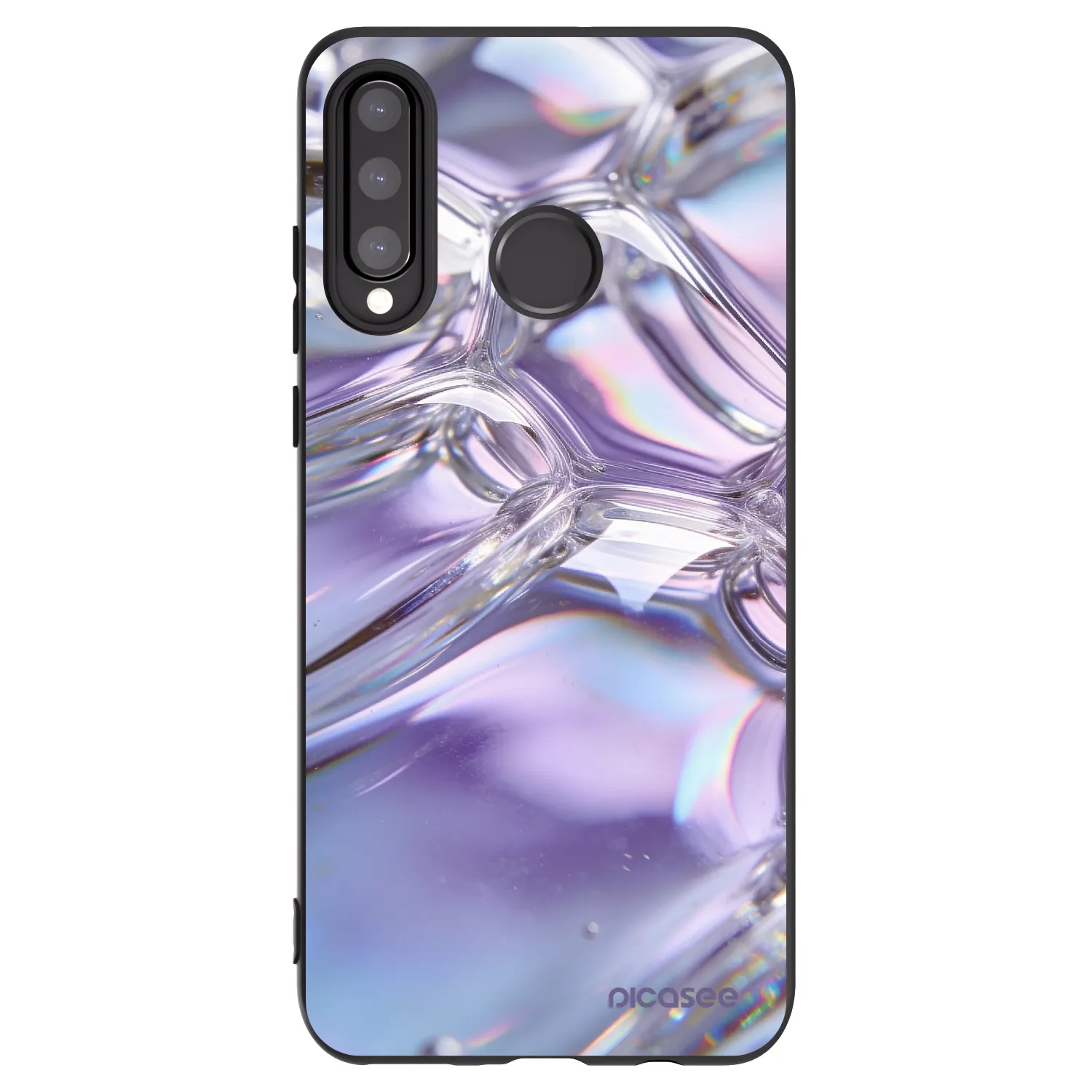 Picasee crna silikonska maskica za Huawei P30 Lite - Iridescent bubbles
