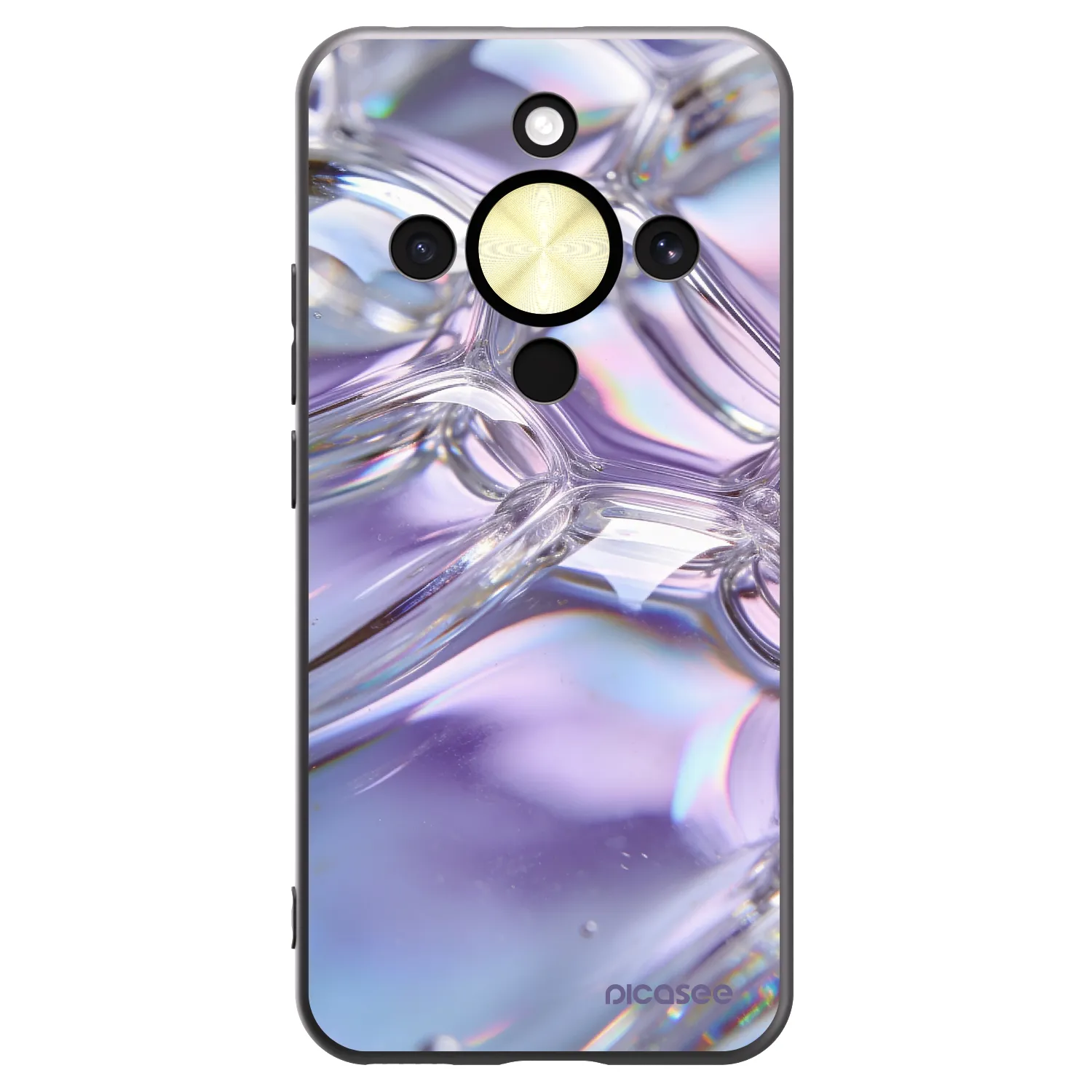 Picasee crna silikonska maskica za Honor Magic8 Lite 5G - Iridescent bubbles