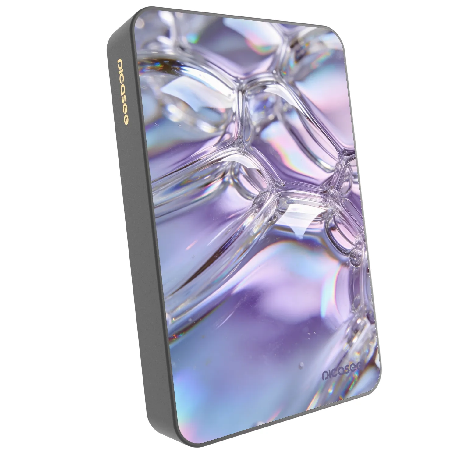 Picasee Prijenosni punjač s MagSafe 10 000 mAh Sivo - Iridescent bubbles