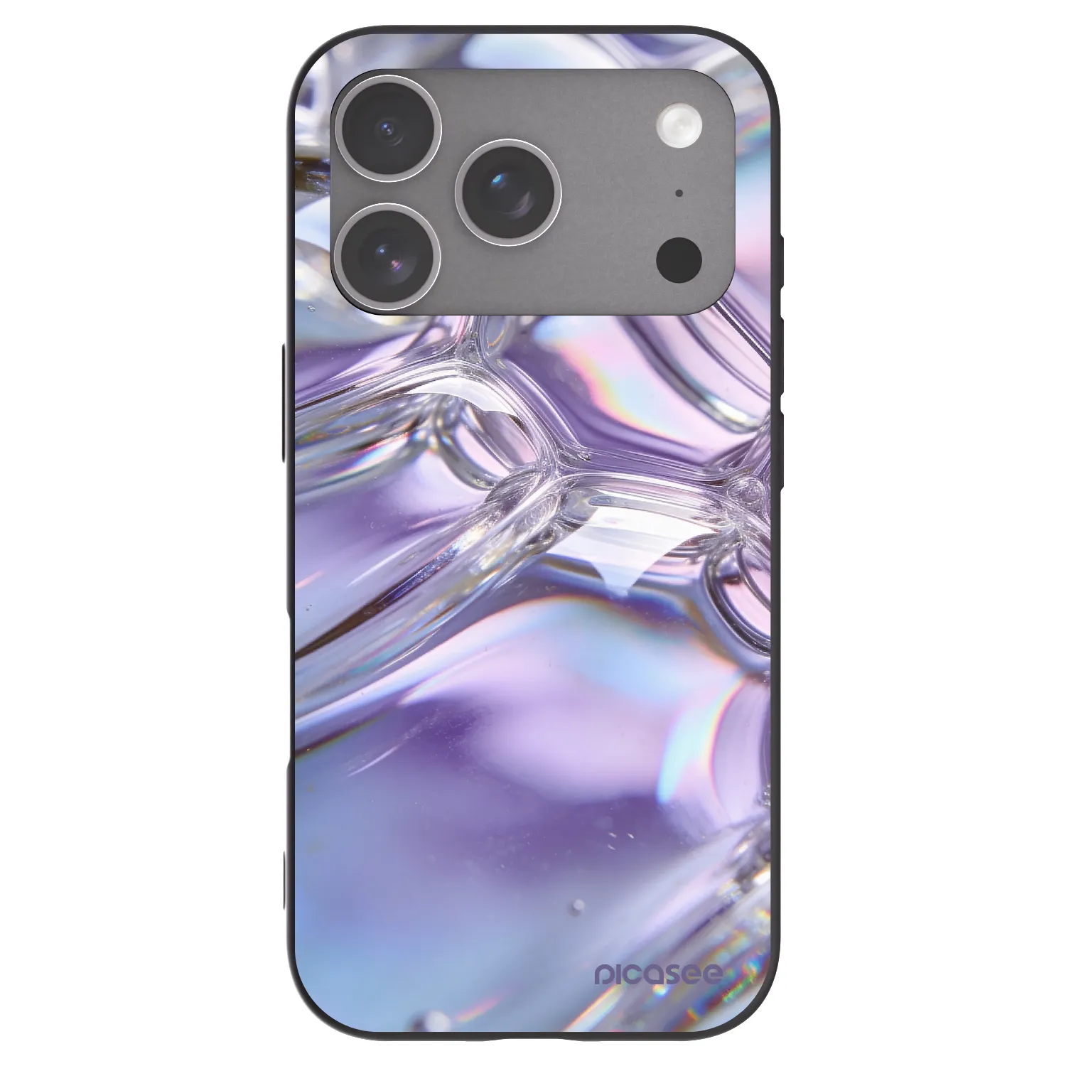 Picasee crna silikonska maskica za Apple iPhone 18 Pro - Iridescent bubbles