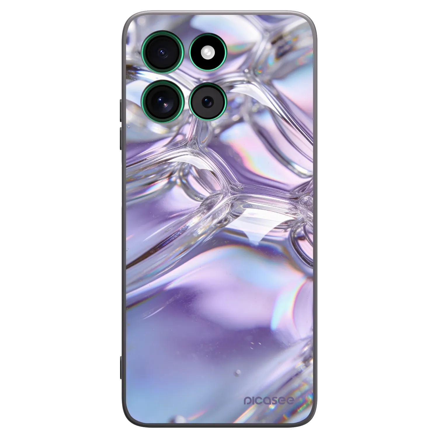 Picasee crna silikonska maskica za Motorola Moto G57 Power - Iridescent bubbles