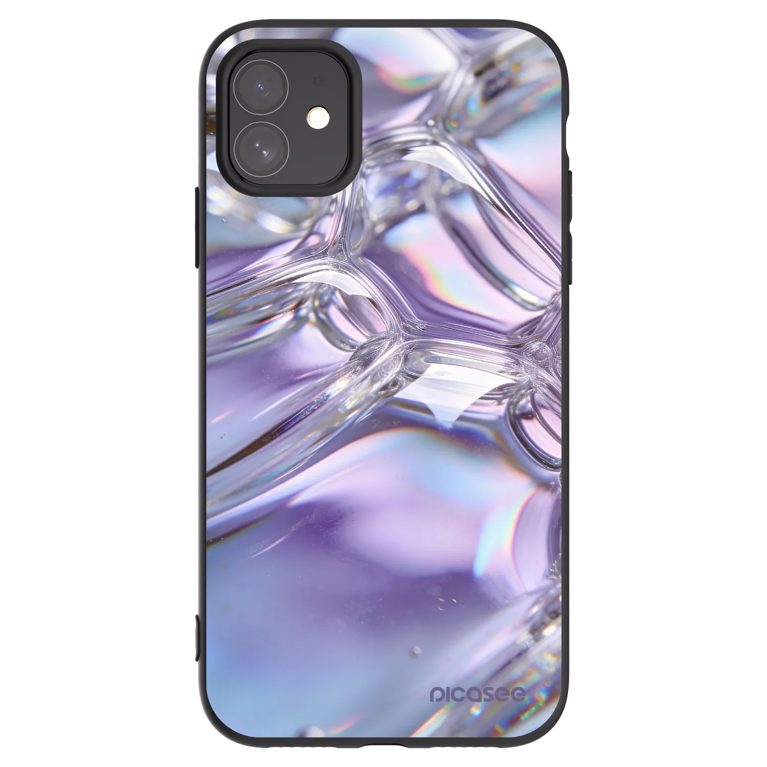 Picasee crna silikonska maskica za Apple iPhone 11 - Iridescent bubbles